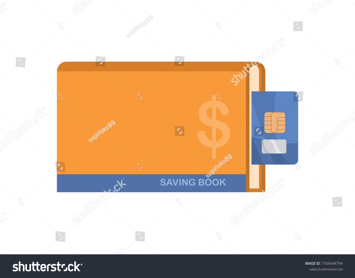 saving book atm card simple flat stock vector (royalty free