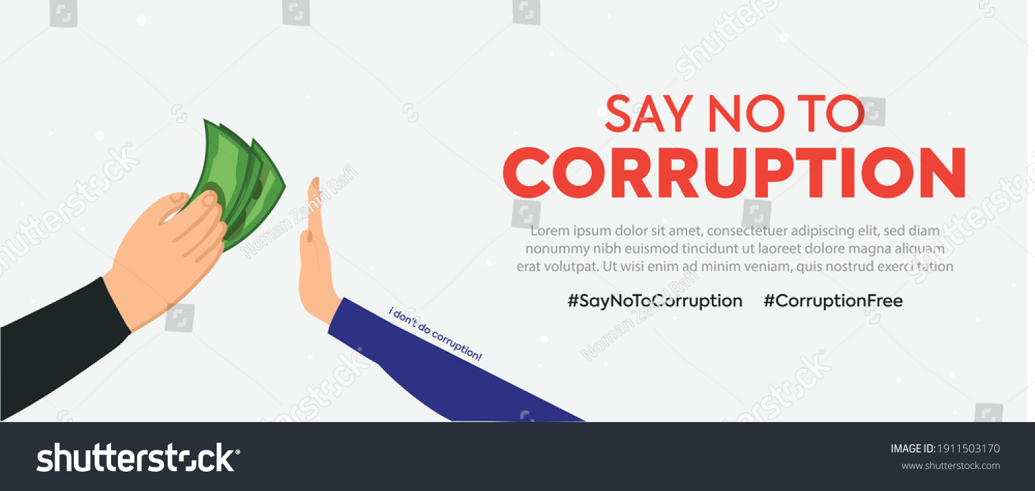 SVG of Say no to corruption banner. No  corruption awareness banner and cover. Man refusing to take money. International Anti-corruption day background. I don't do corruption cover banner template  svg