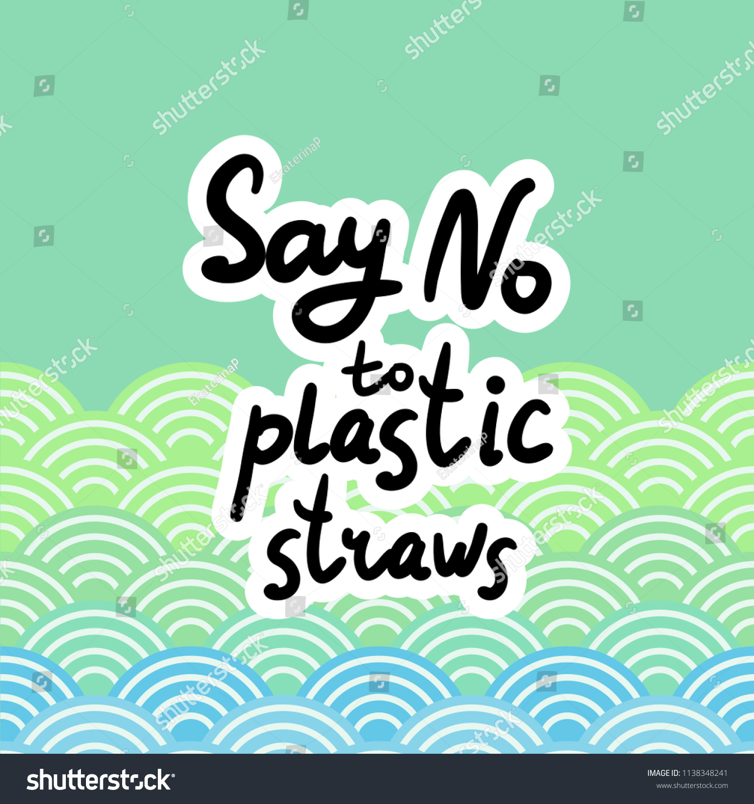 Say No Plastic Straws Black Text Stock Vector Royalty Free 1138348241 Shutterstock