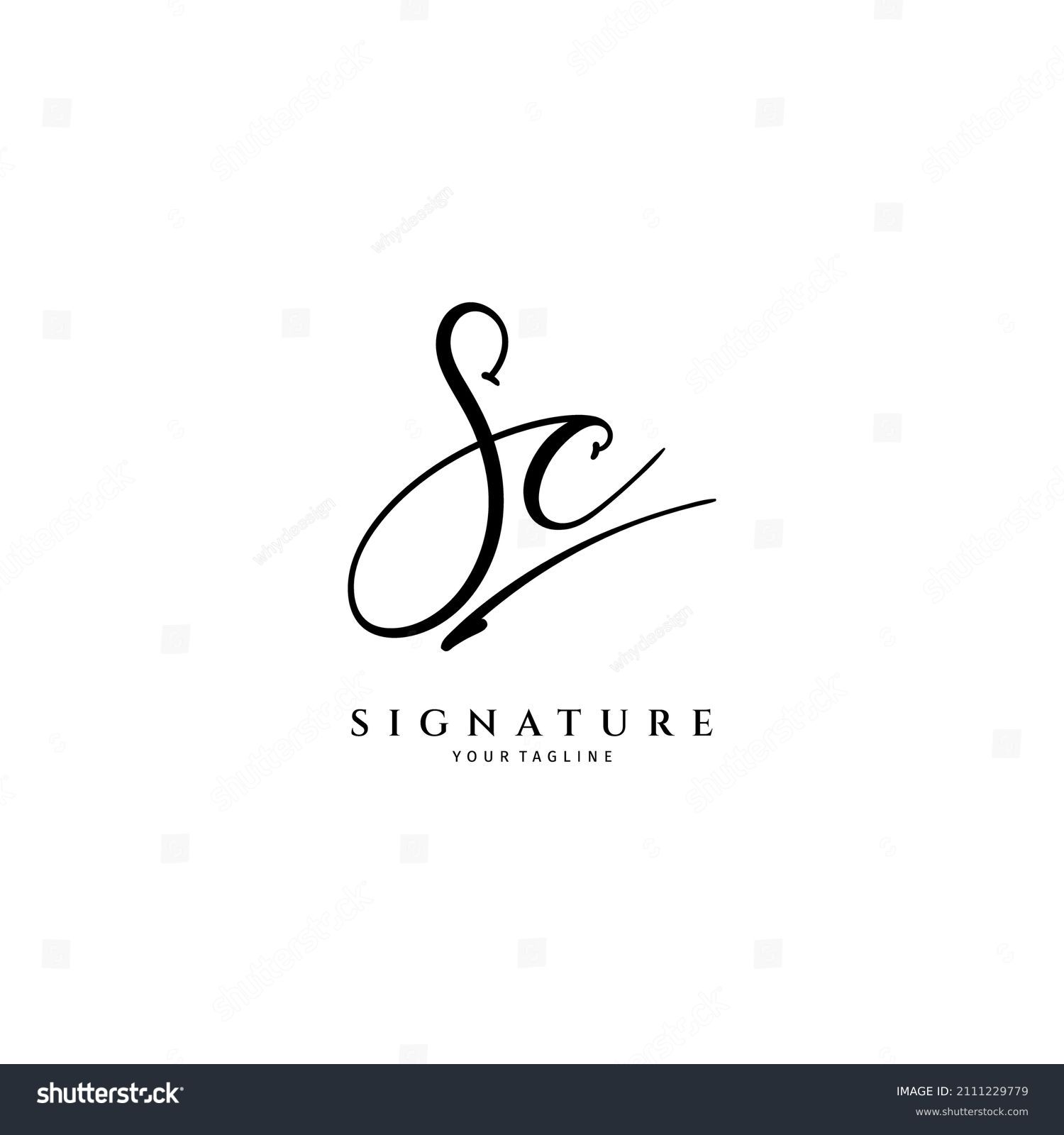 Sc Handwritten Logo Template Initial Signature Stock Vector (royalty 