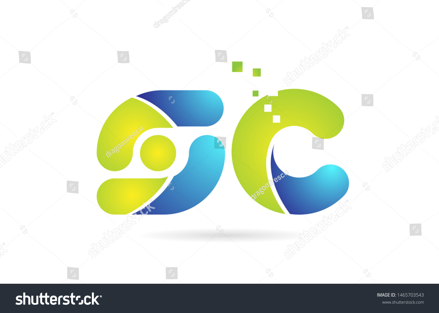 Sc S C Blue Green Alphabet Stock Vector (Royalty Free) 1465703543