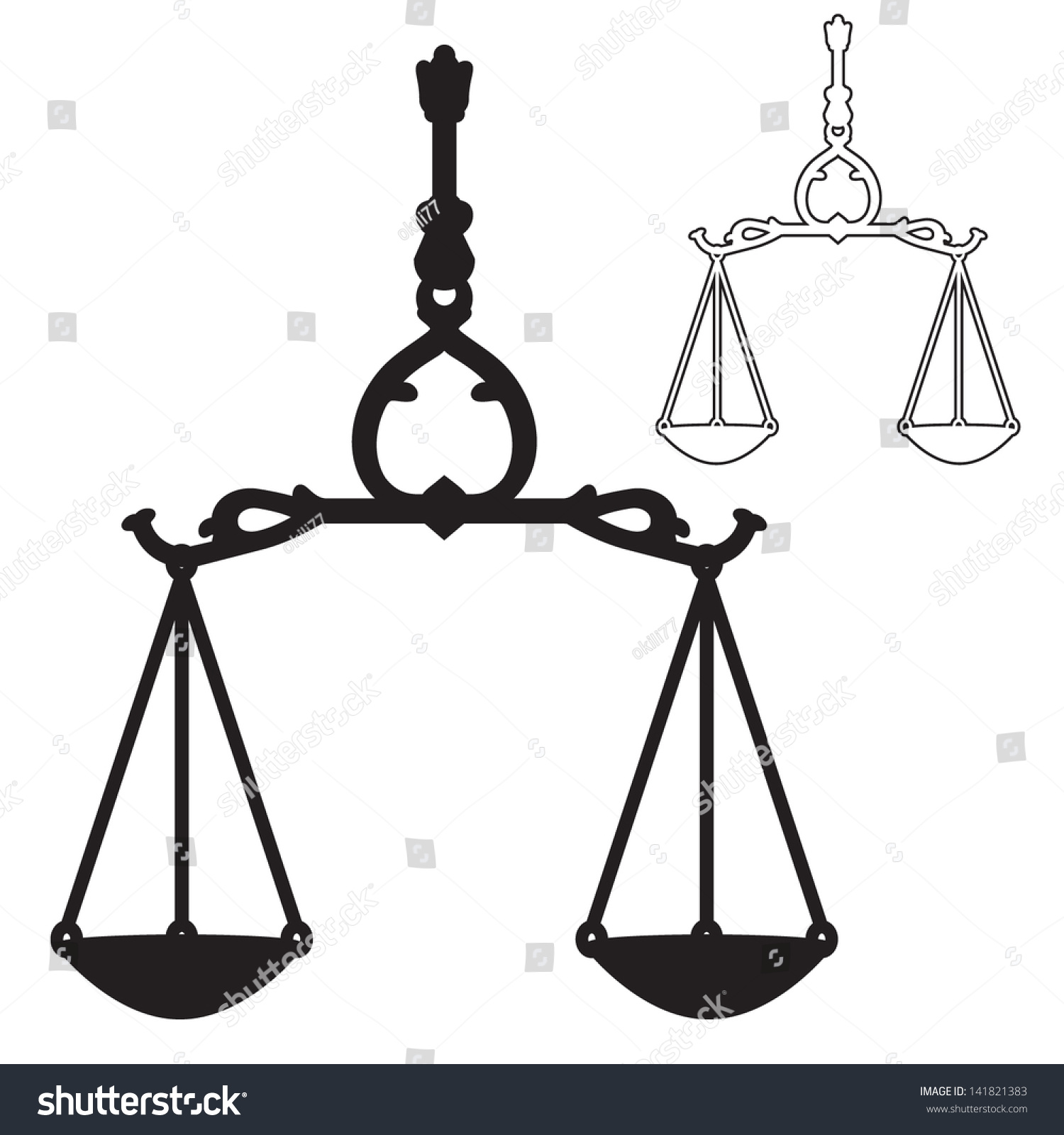 Scales Justice Symbol Silhouette Outline Vector Image Vectorielle De