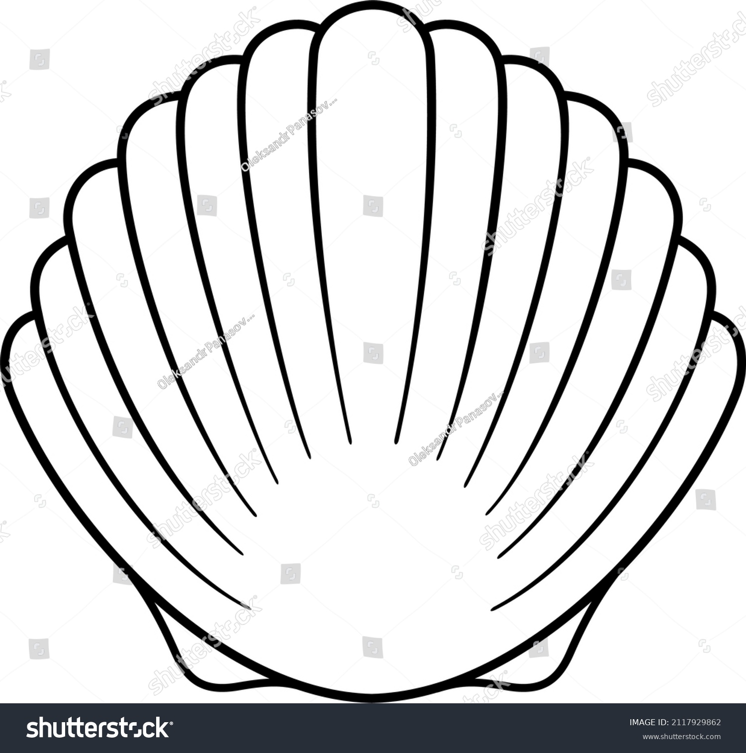 Scallop Seashell Vector Outline Illustration Stock Vector (royalty Free 