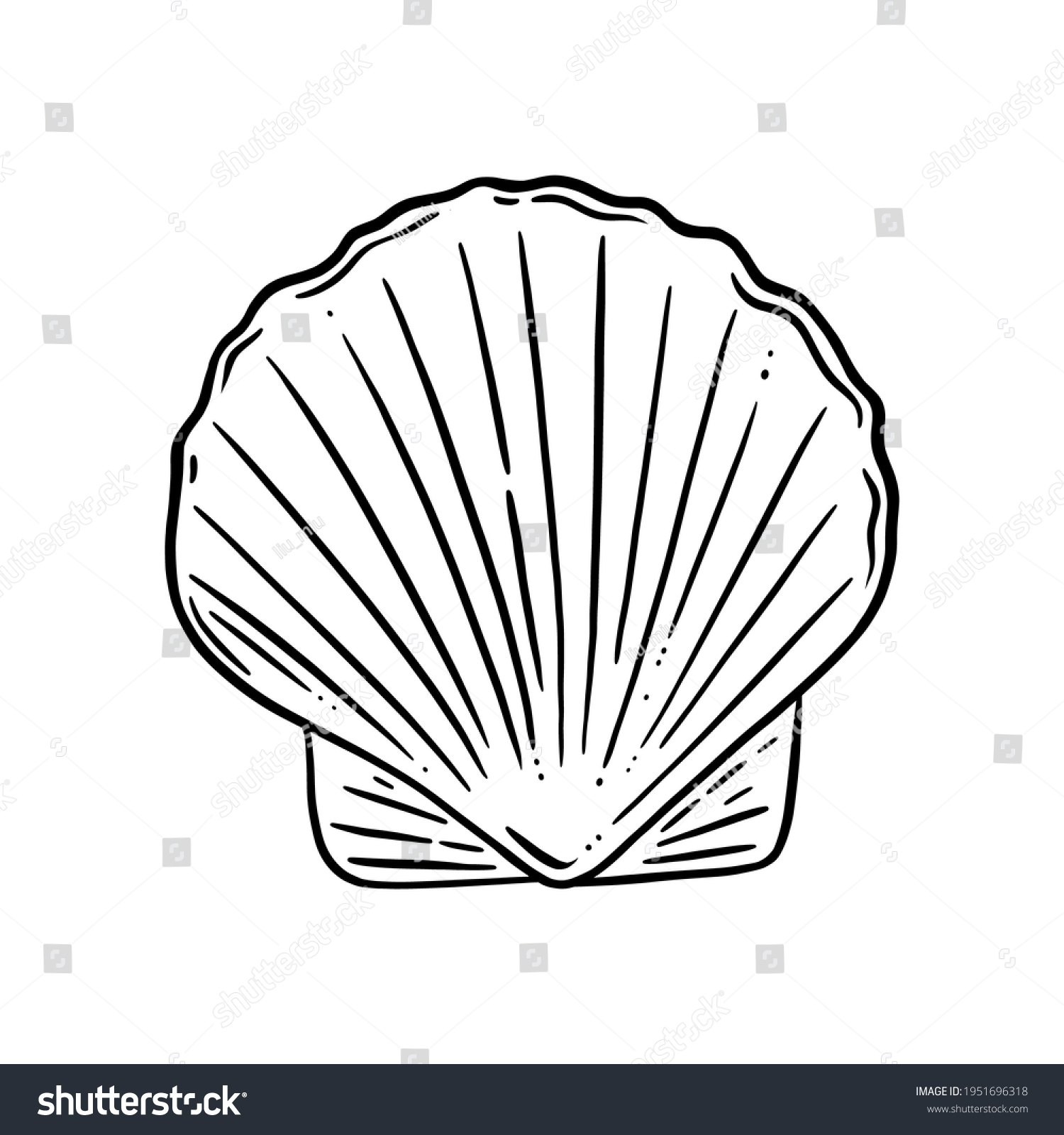 SVG of Scallop shell logo. Seashell with a pearl or ready for cooking. Vector illustration isolated in white background svg