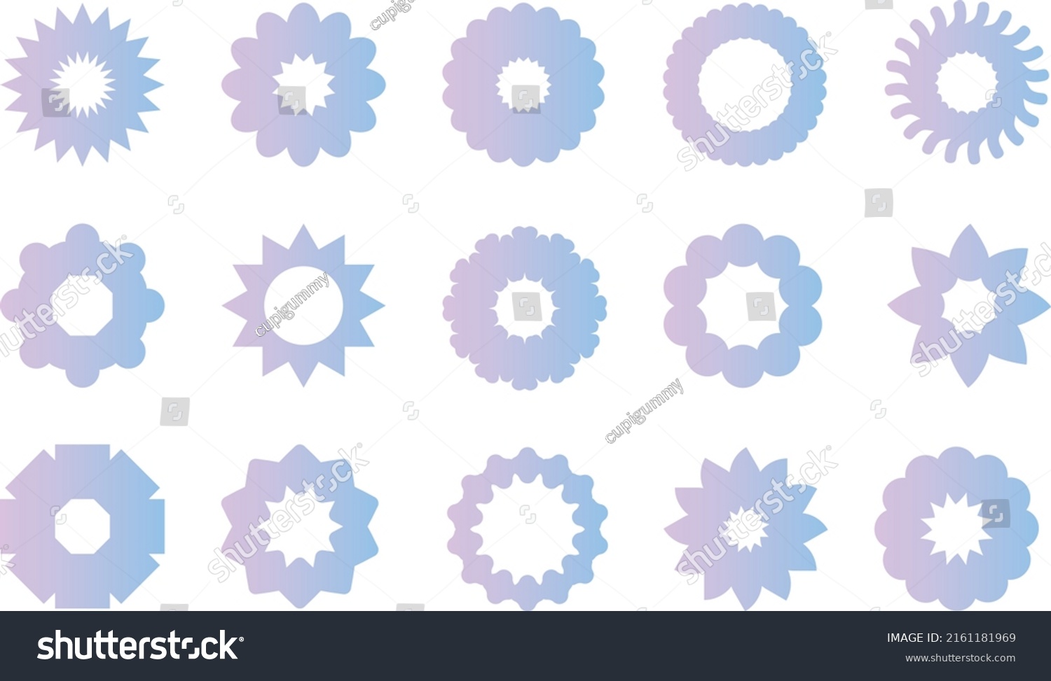 SVG of Scalloped Circle Shape, Frame, and Border. Flower Shape and Gear Vector Elements Bundle Set. svg