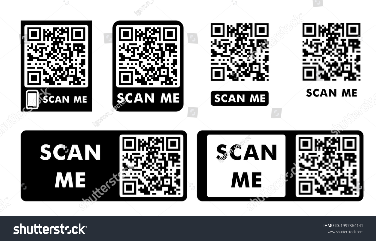 Scan Me Set Icons Mobile Device Stock Vector (Royalty Free) 1997864141 ...