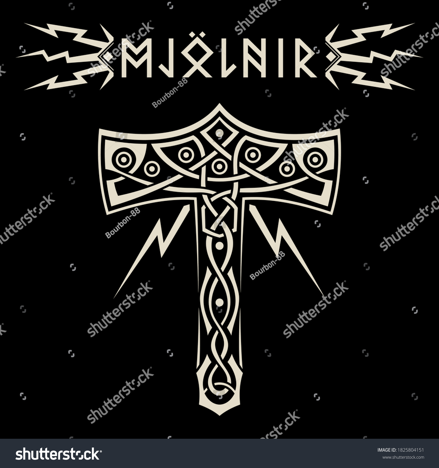 SVG of Scandinavian design. Thor  hammer - Mjolnir and Norse runes, vector illustration svg