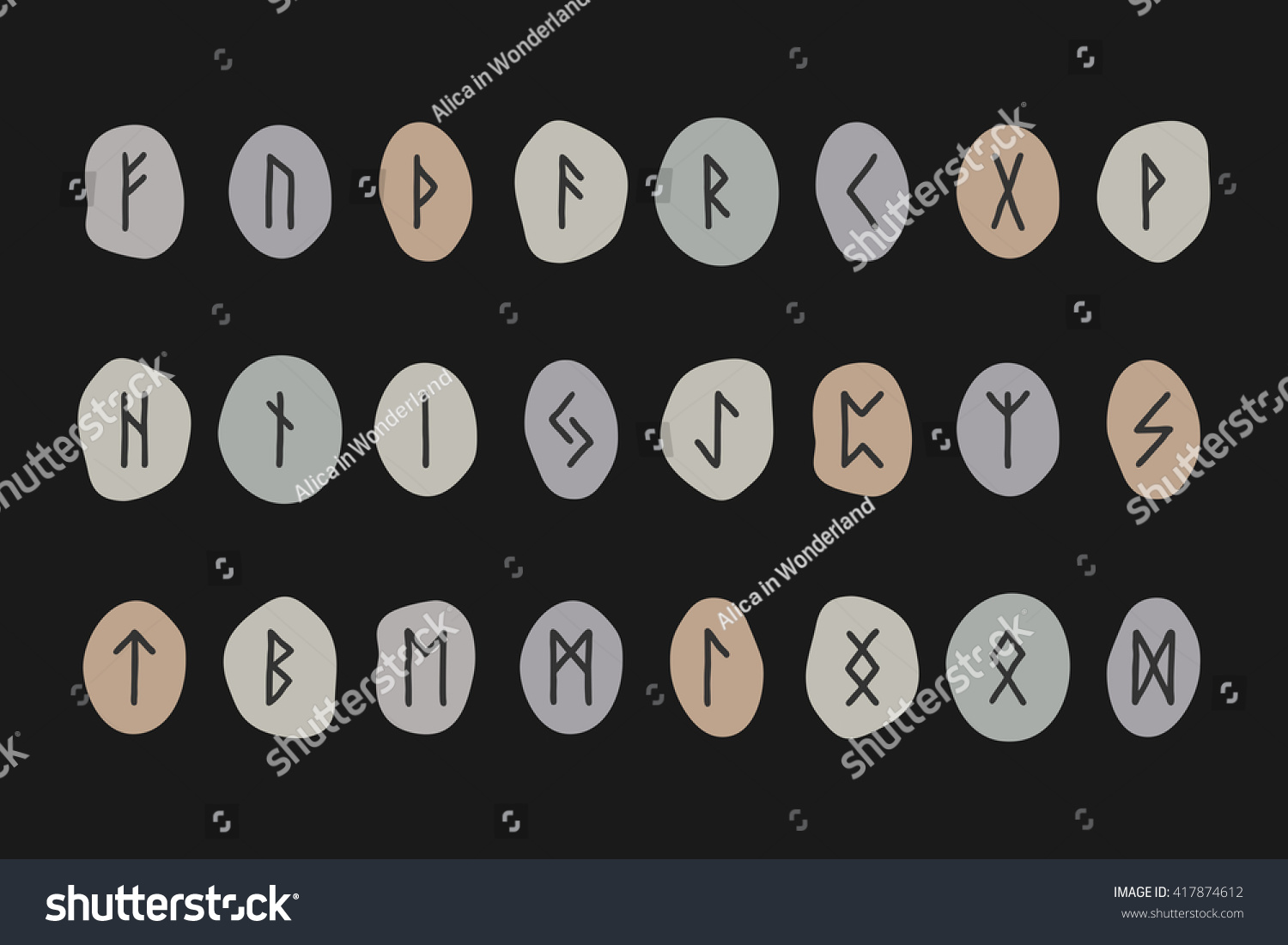 Scandinavian Runes Runic Stones On Black Stock Vector (Royalty Free ...