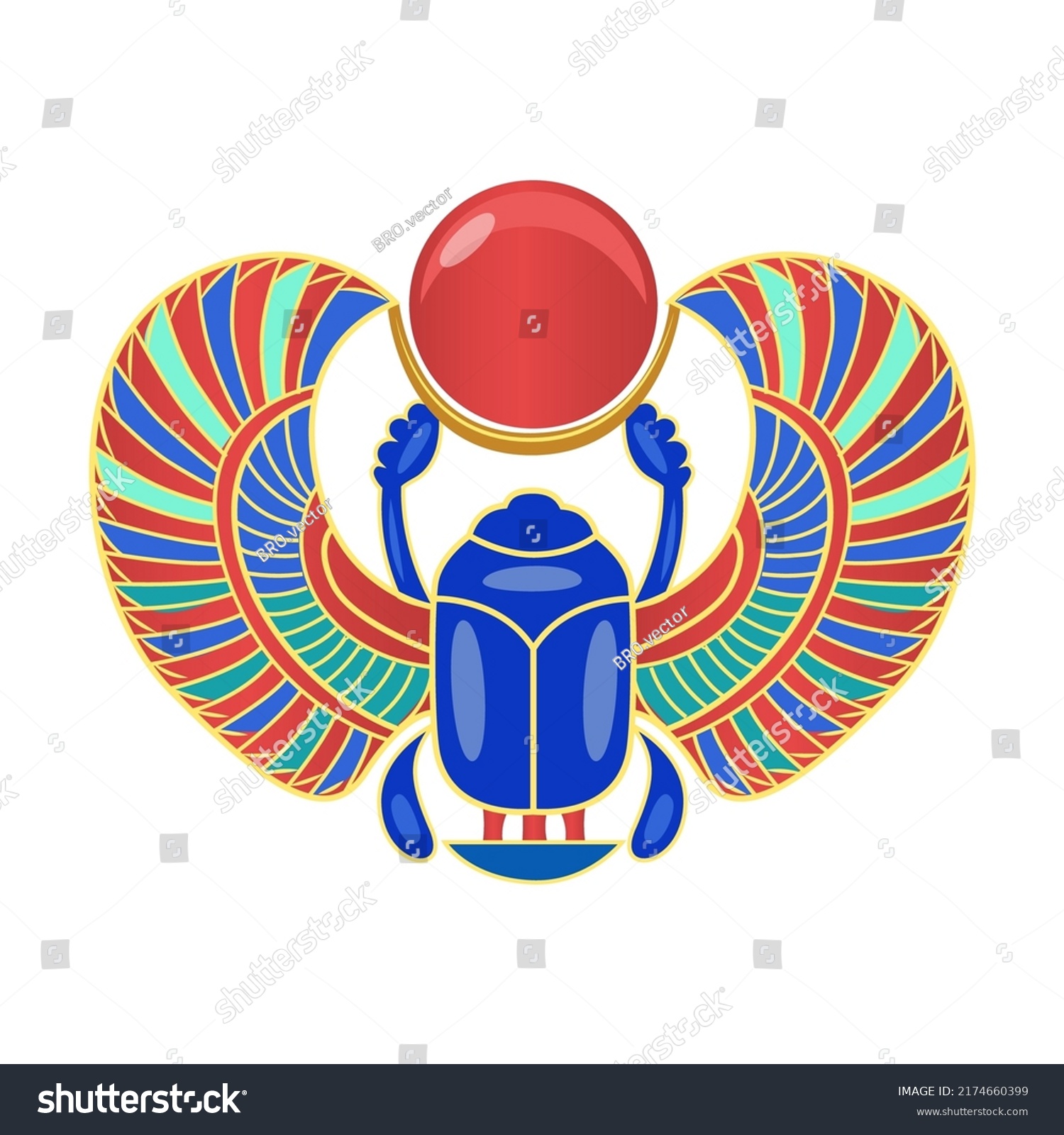 Scarab Beetle Golden Symbols Ancient Egypt Stock Vector (Royalty Free ...