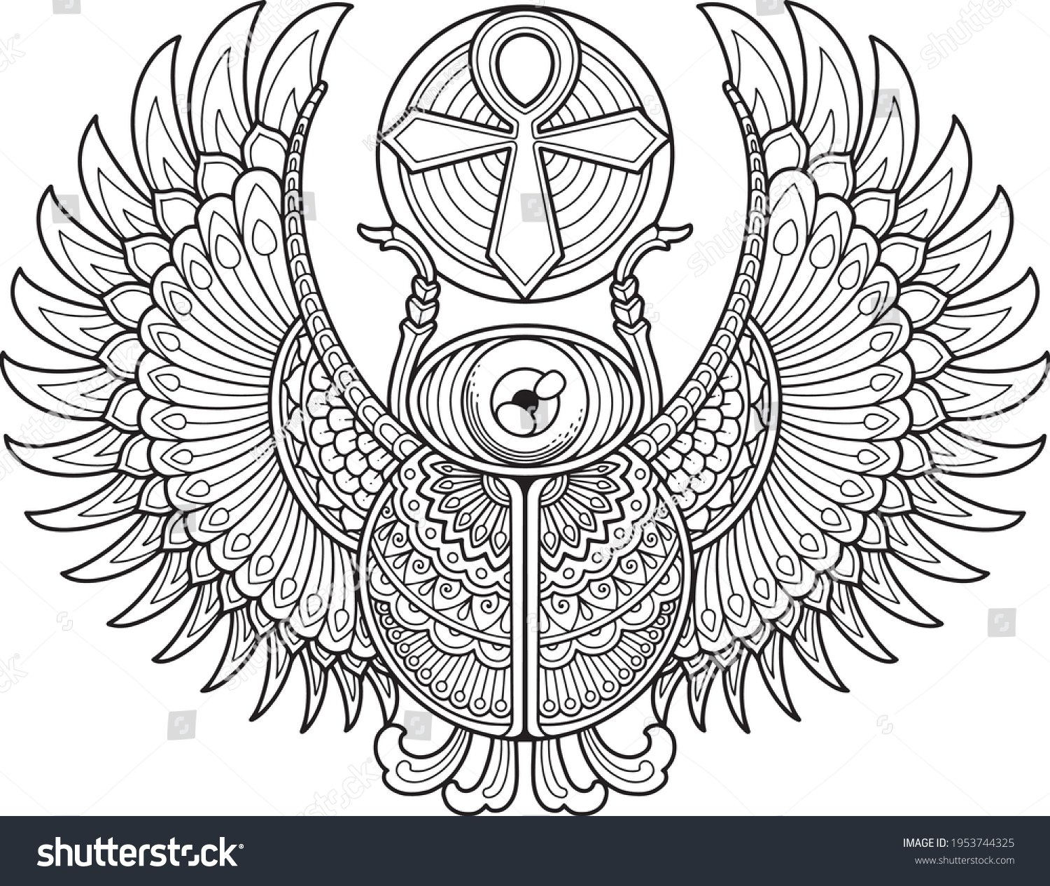 Scarab Beetle Mandala Design Coloring Page Stock Vector (Royalty Free ...