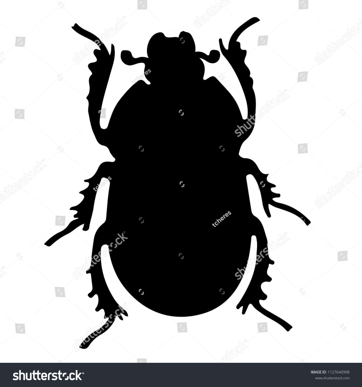 Scarab Beetle Silhouette Insects Simbol Tattoo Stock Vector (Royalty ...