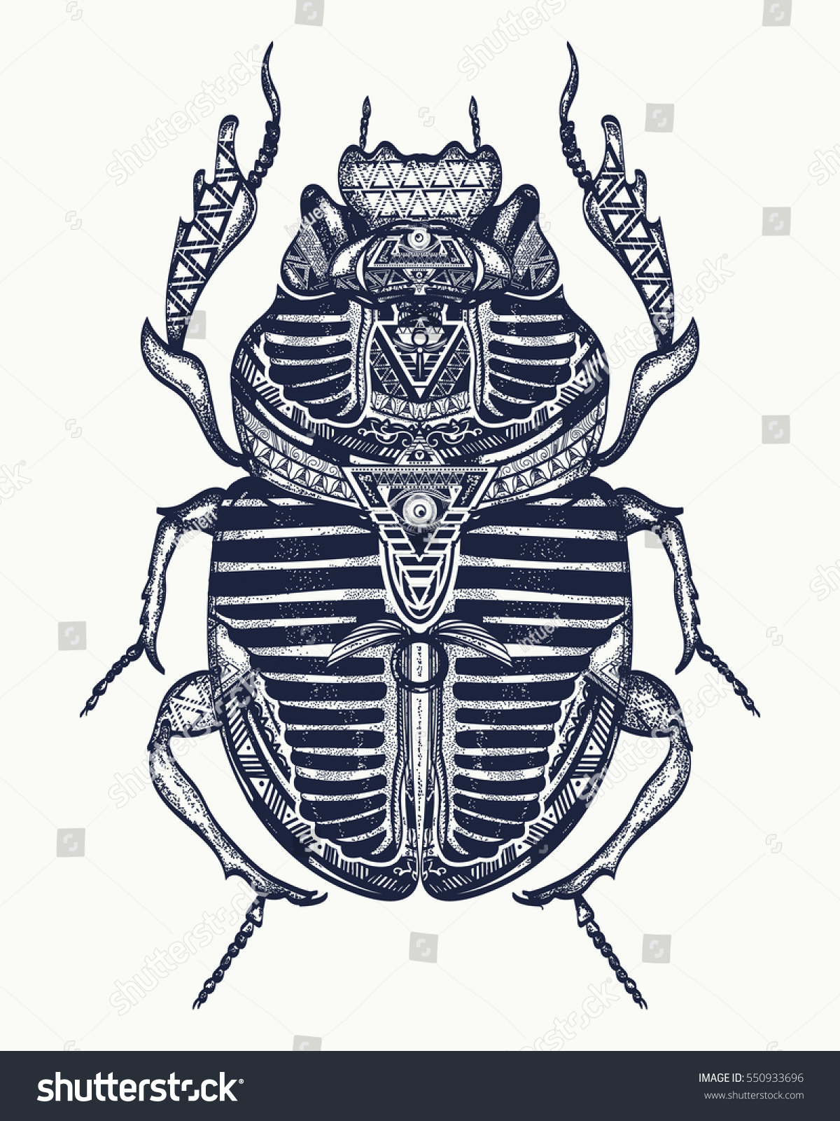 Scarab Tattoo Ancient Egypt Art Spiritual Stock Vector 550933696 ...