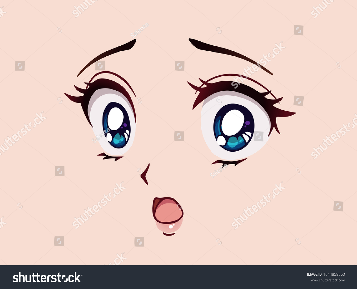 Featured image of post Scared Anime Face Manga style funny eyes little nose and kawaii mouth