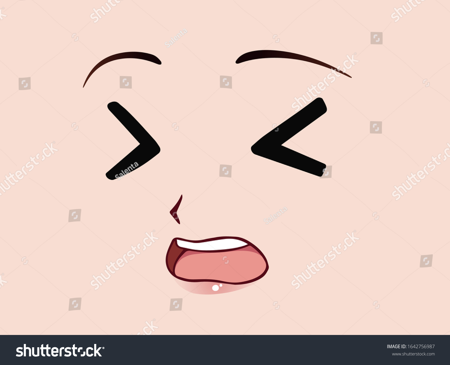 Scared Anime Face Manga Style Funny Stock Vector Royalty Free 1642756987