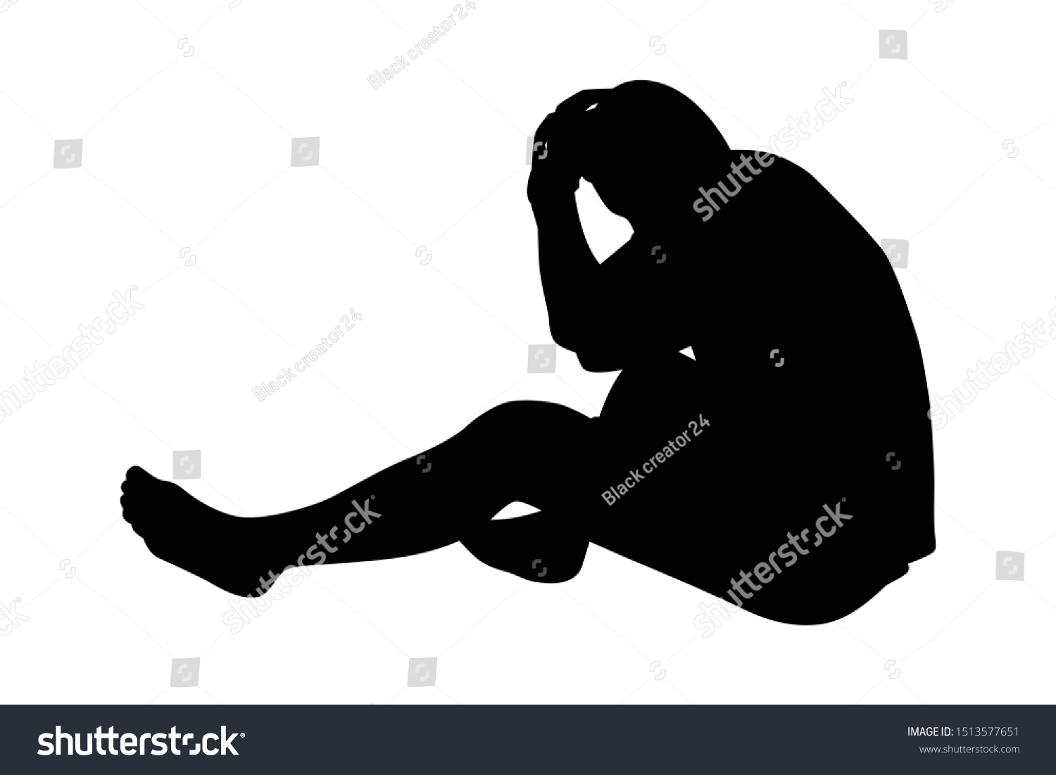 Scared Young Man Silhouette Vector On Stock Vector (Royalty Free ...