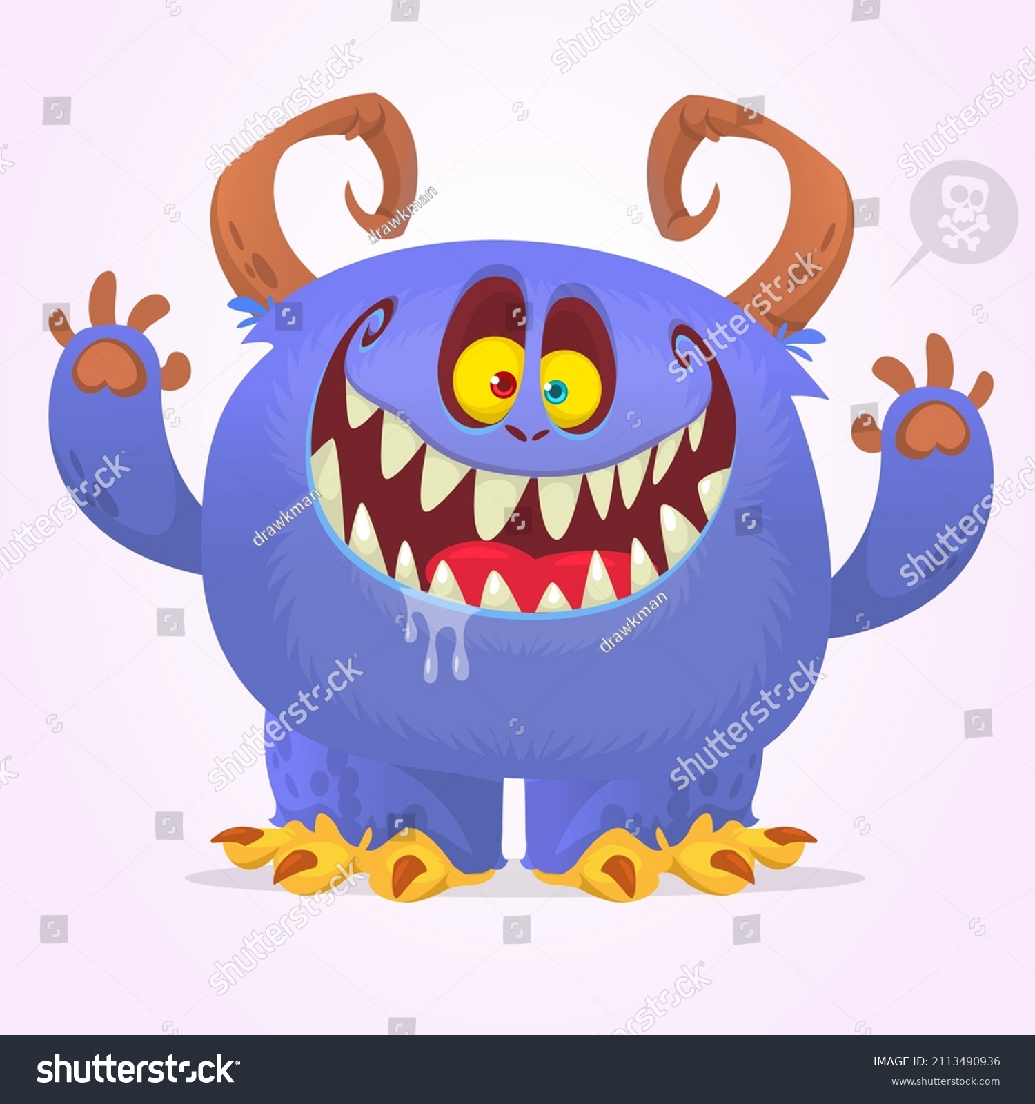 Scary Blue Cartoon Smiling Monster Character Stock Vector (royalty Free 