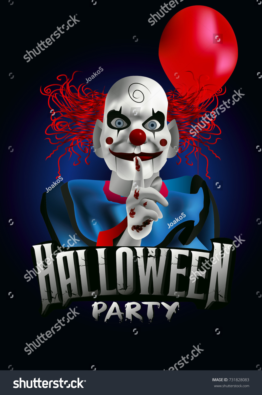 Scary Clown Balloon Halloween Party Flyer Stock Vector Royalty Free