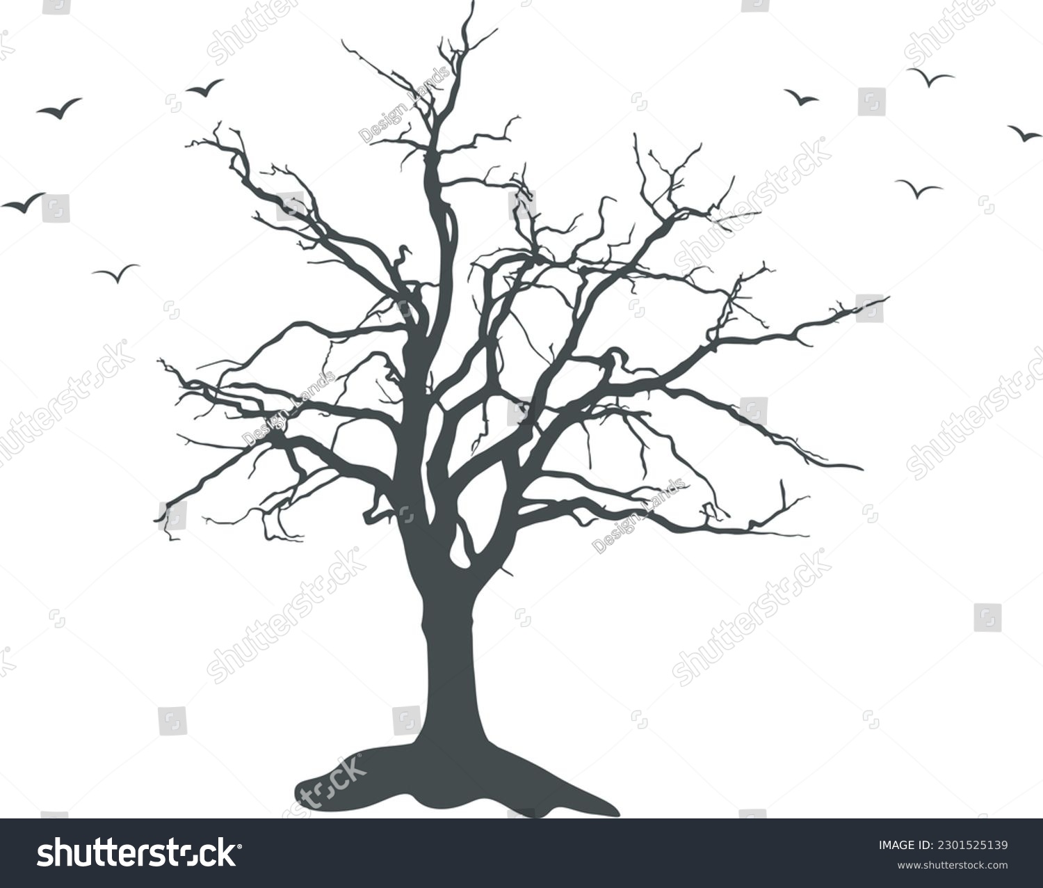 SVG of Scary dead tree silhouette, Tree silhouette, Bare silhouette, Tree SVG, Tree icon. svg