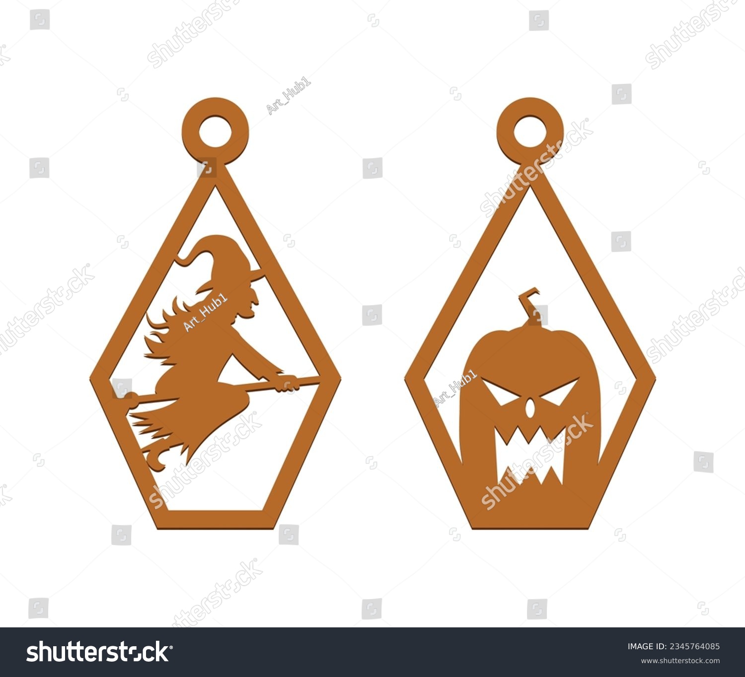 SVG of Scary Halloween Earring Template SVG Laser Cut File svg
