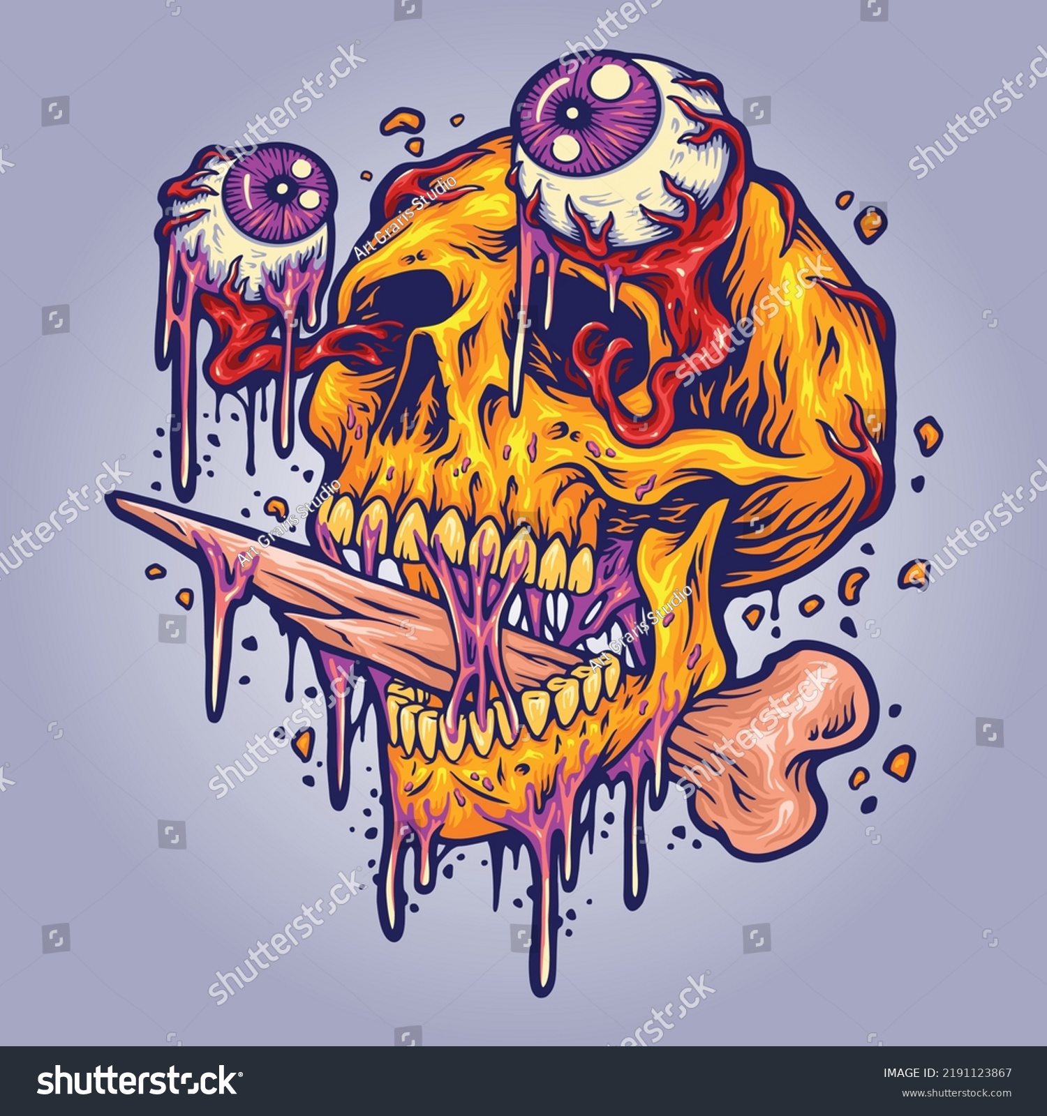 SVG of Scary skull head with zombie eyes vector illustrations for your work logo, merchandise t-shirt, stickers and label designs, poster, greeting cards advertising business company or brands svg