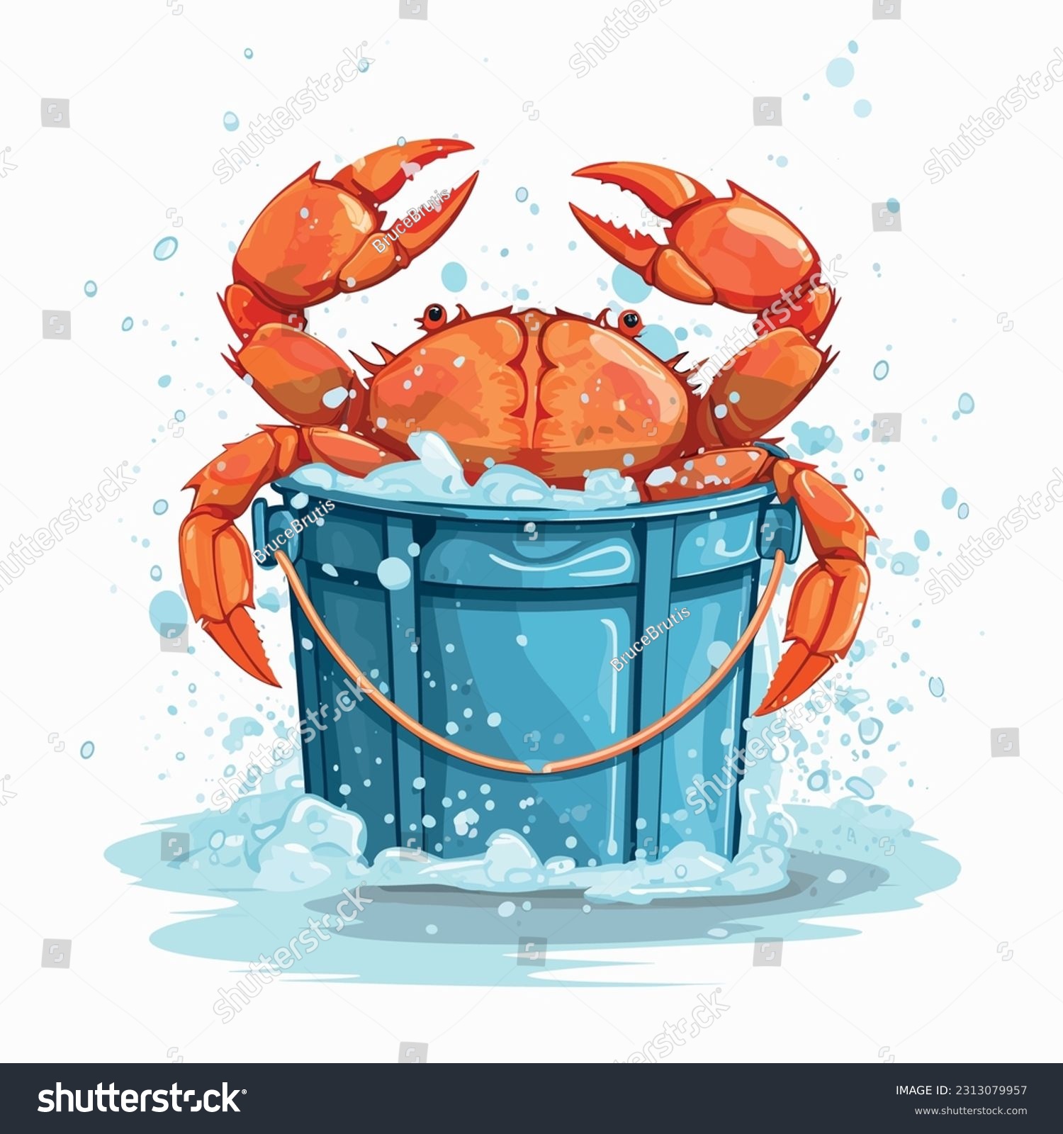 SVG of Scene of a crab bucket in a flat design. Iillustrations of crabs and a bucket svg