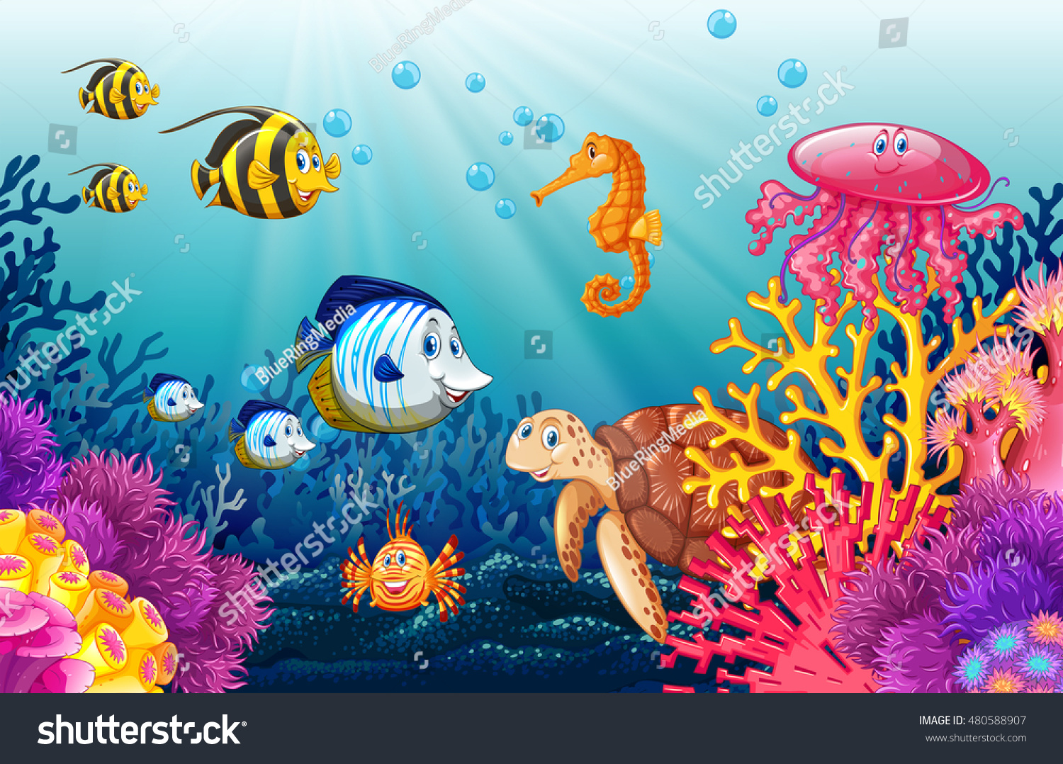 Scene With Lives Underwater Illustration - 480588907 : Shutterstock