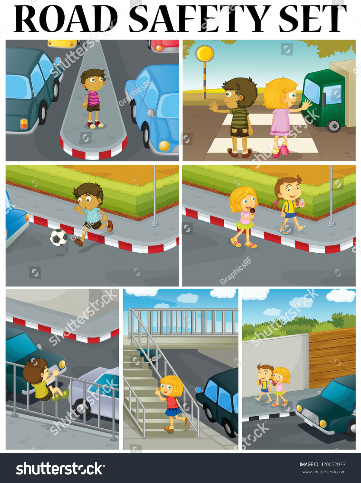 Scenes Children Road Safety Illustration Stock Vector (Royalty Free ...