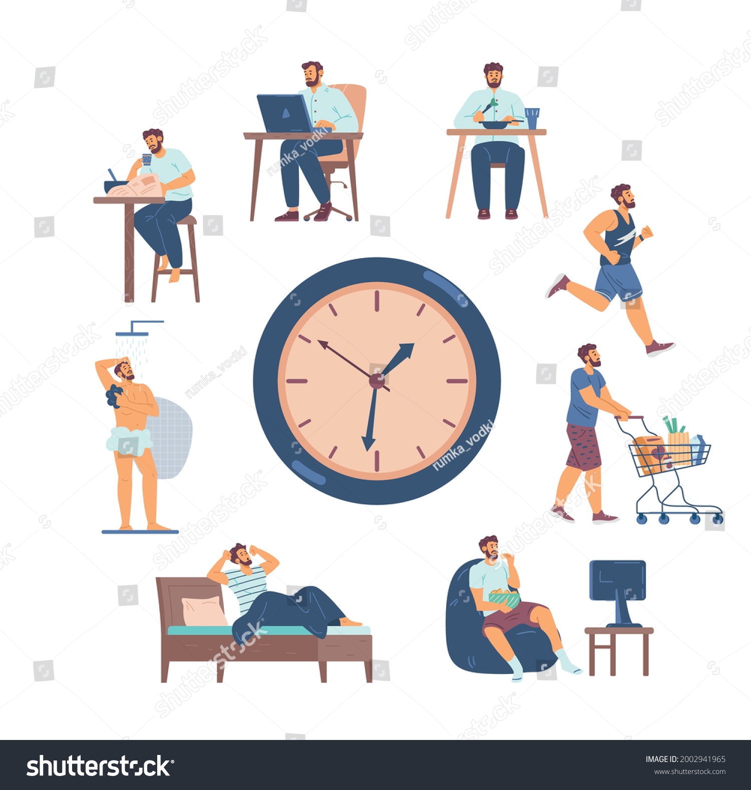 Scenes Man Daily Routine Chores Around Stock Vector (Royalty Free ...