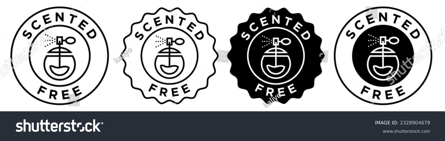 SVG of scented free icon set collection for web app ui use. Vector round circular symbol badge of unscented product ingredients. Emblem stamp of no artificial synthetic scent perfume cosmetics fragrance. svg