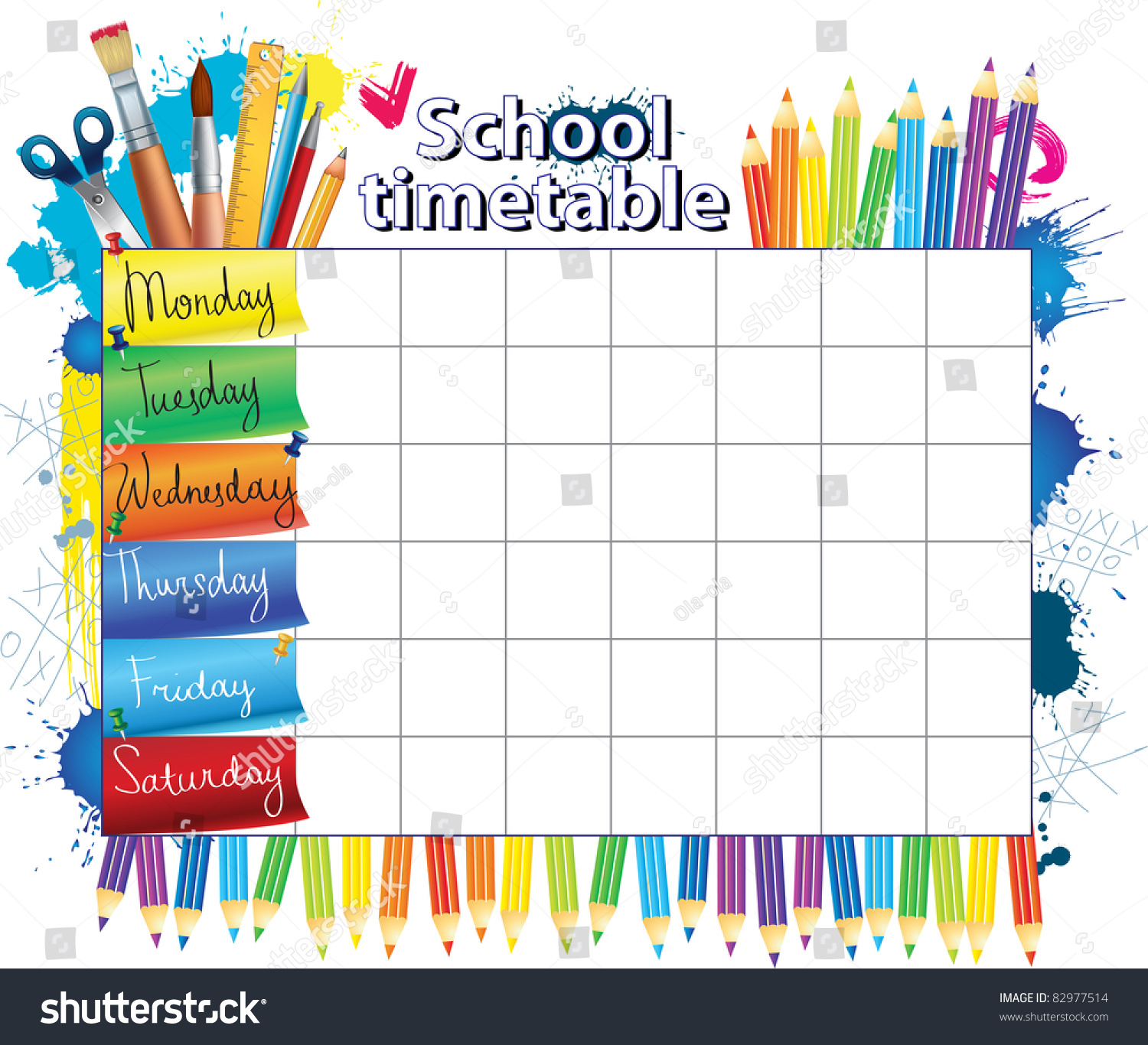 Schedule Students Stock Vector 82977514 - Shutterstock