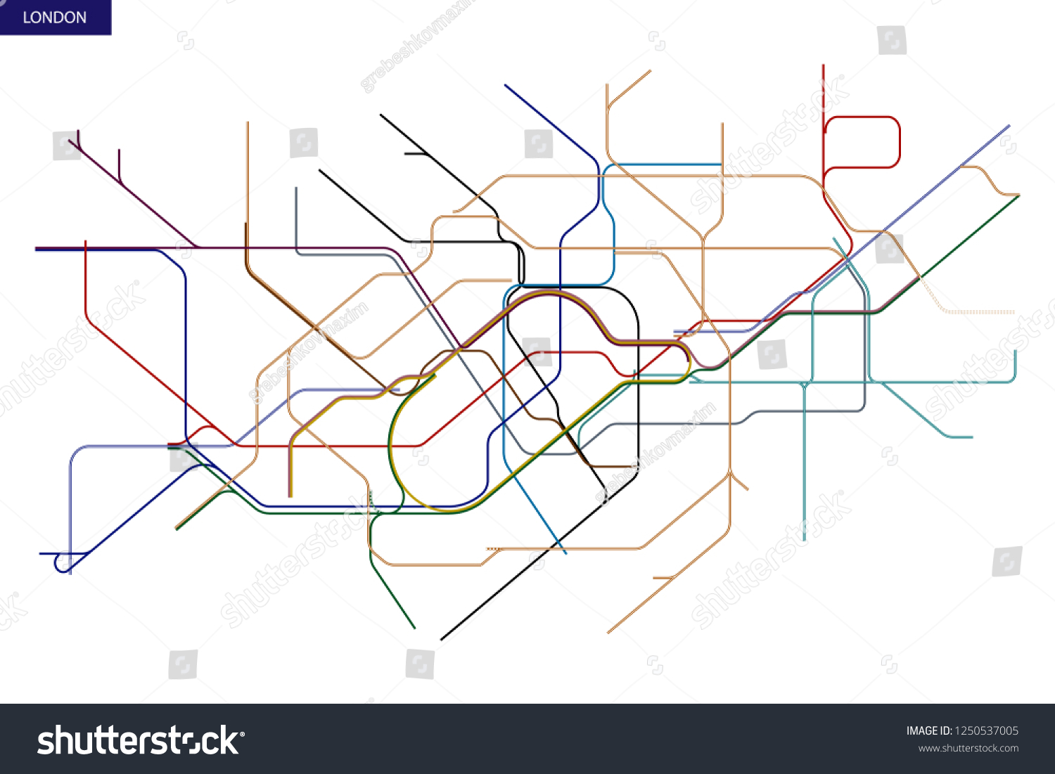 Schematic Transit Map London Underground Overground Stock Vector ...