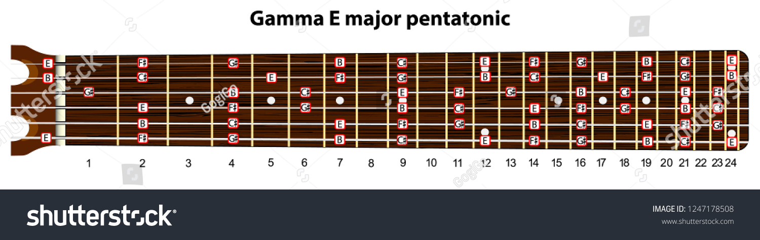 Schematic View Guitar Neck Scale Gamma Stock Vector Royalty Free