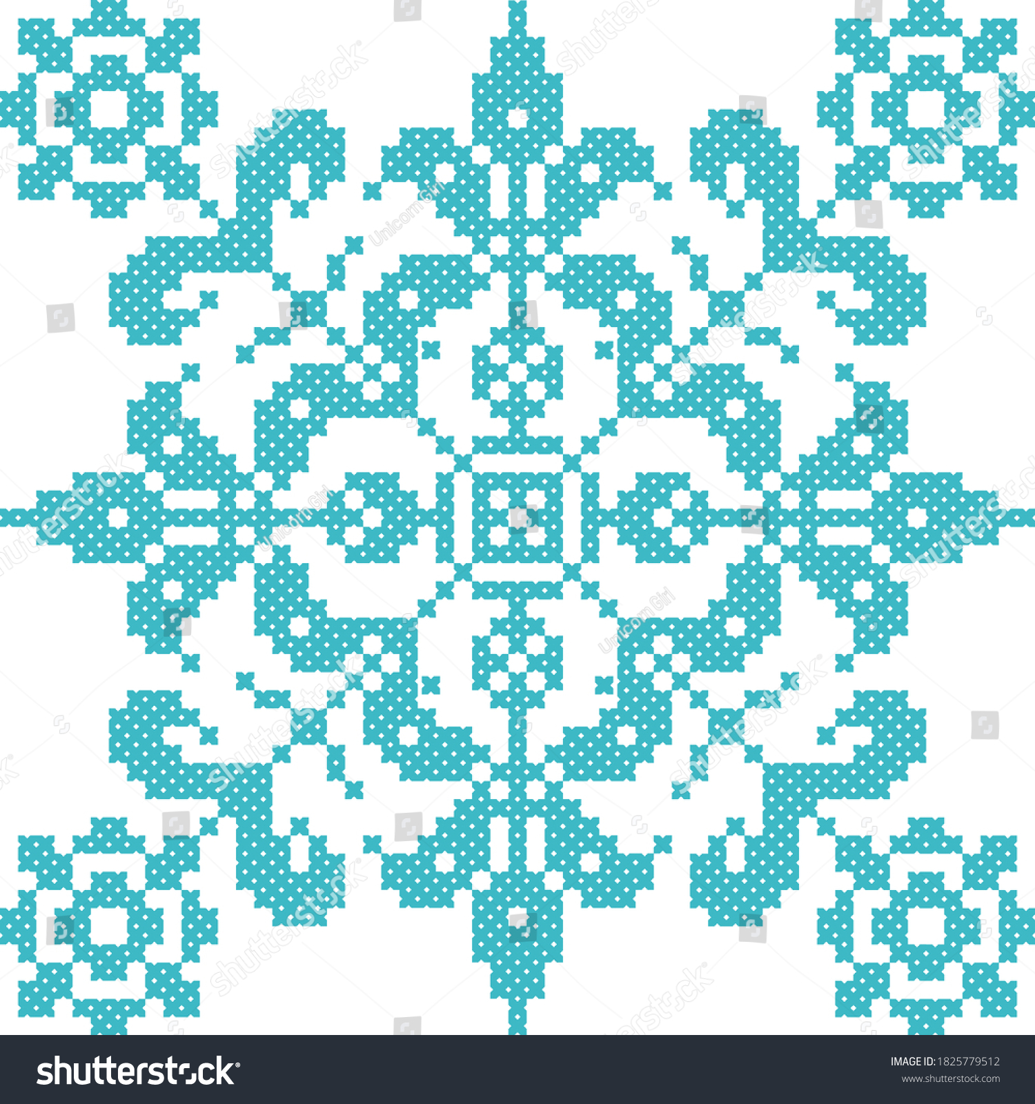 SVG of Scheme for cross-stitch flowers with leaves in blue svg