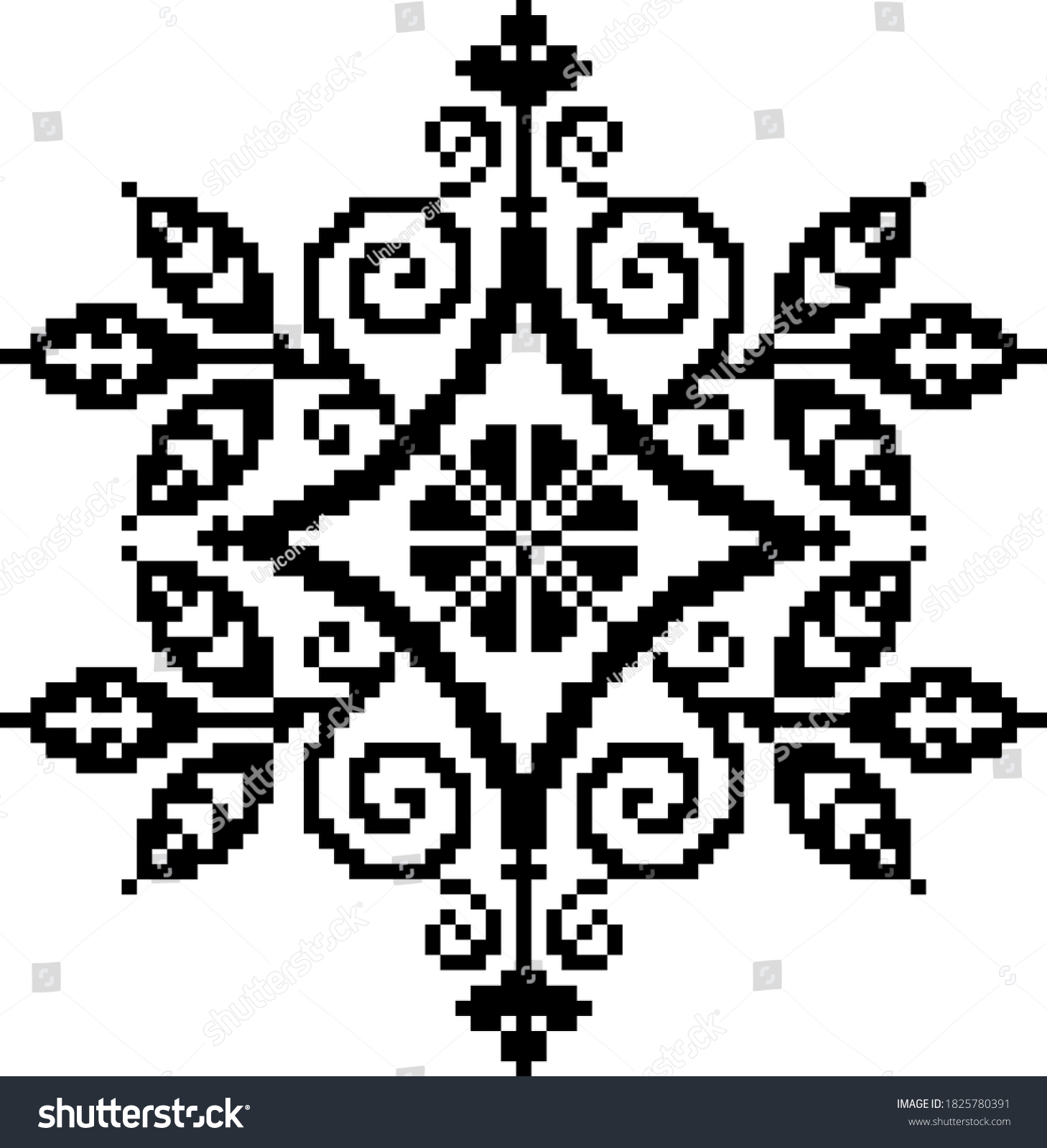 SVG of Scheme for embroidery flowers with leaves inscribed in a diamond in black svg