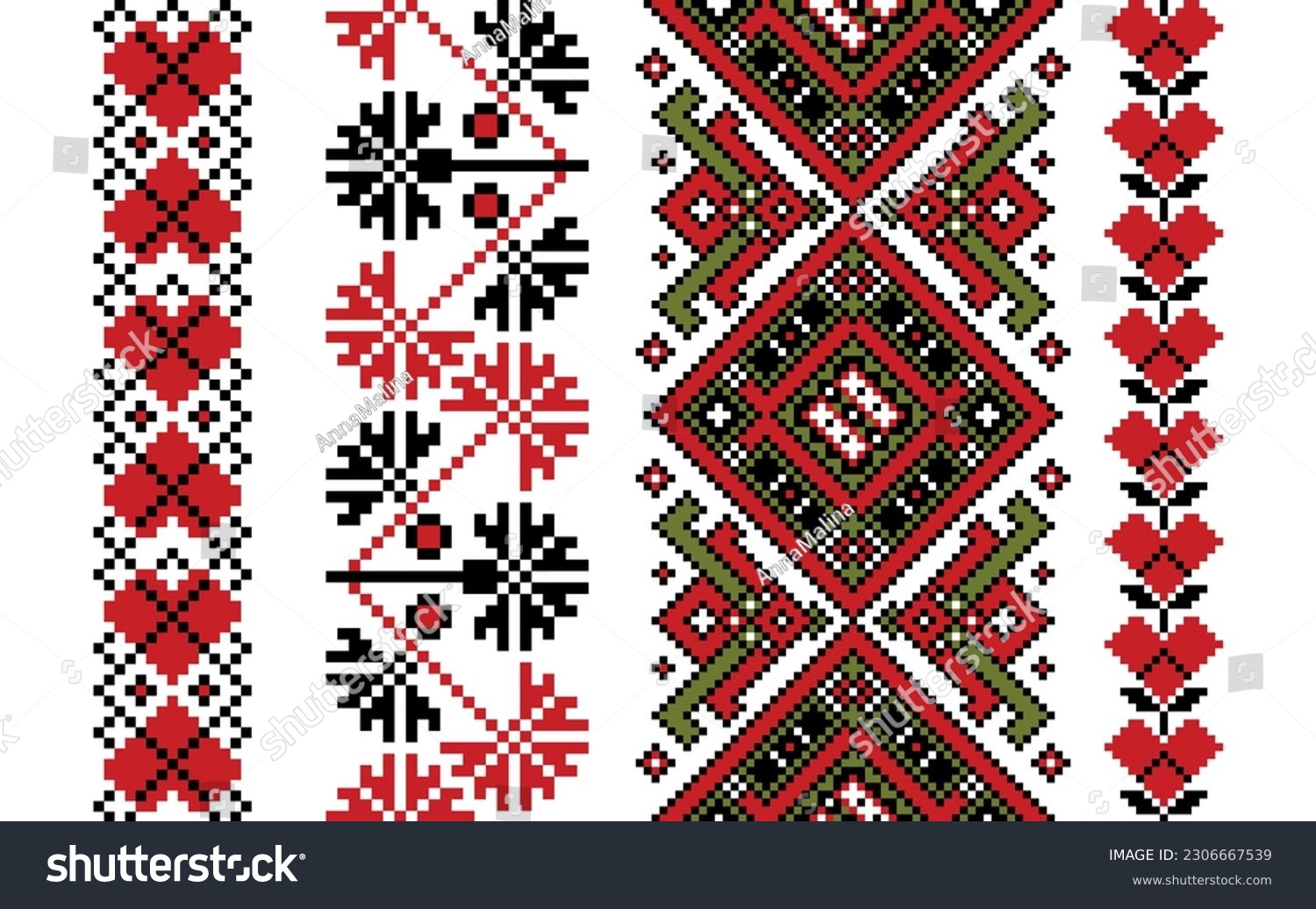 SVG of Scheme of Ukrainian embroidery in 8-bit vector style. Ethnic ornament for cross stitching.  Pixel factory boho pattern for decorating clothes, bags, accessories. Traditional seamless geometric pattern svg