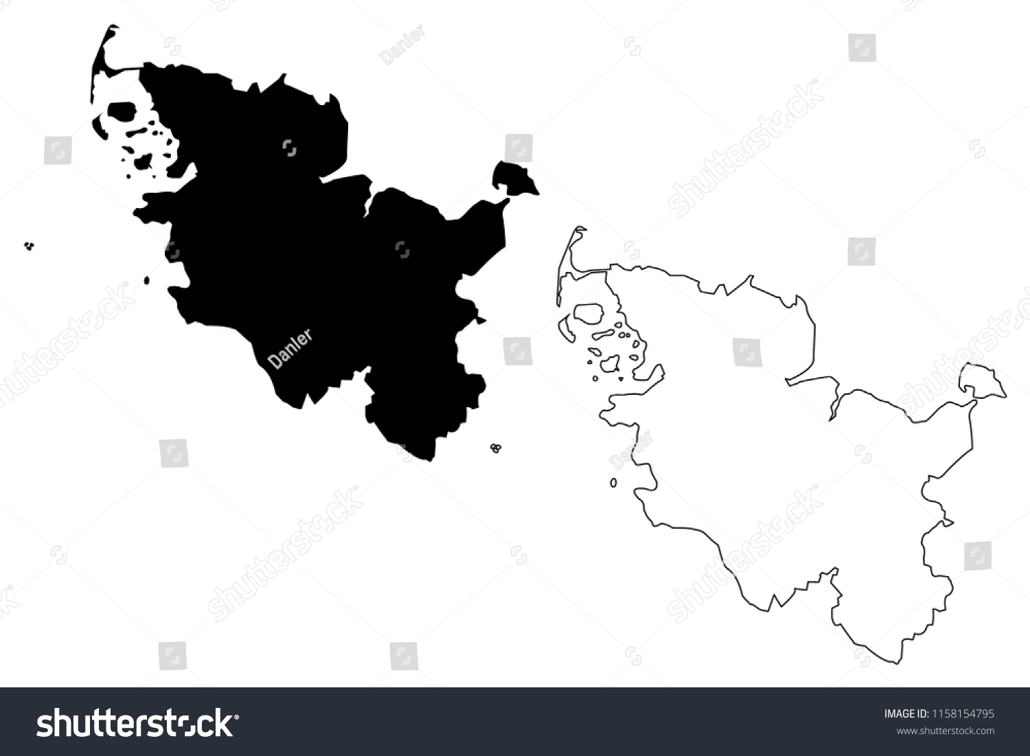 SVG of Schleswig-Holstein (Federal Republic of Germany, State of Germany, Sleswick-Holsatia) map vector illustration, scribble sketch Schleswig-Holstein map svg