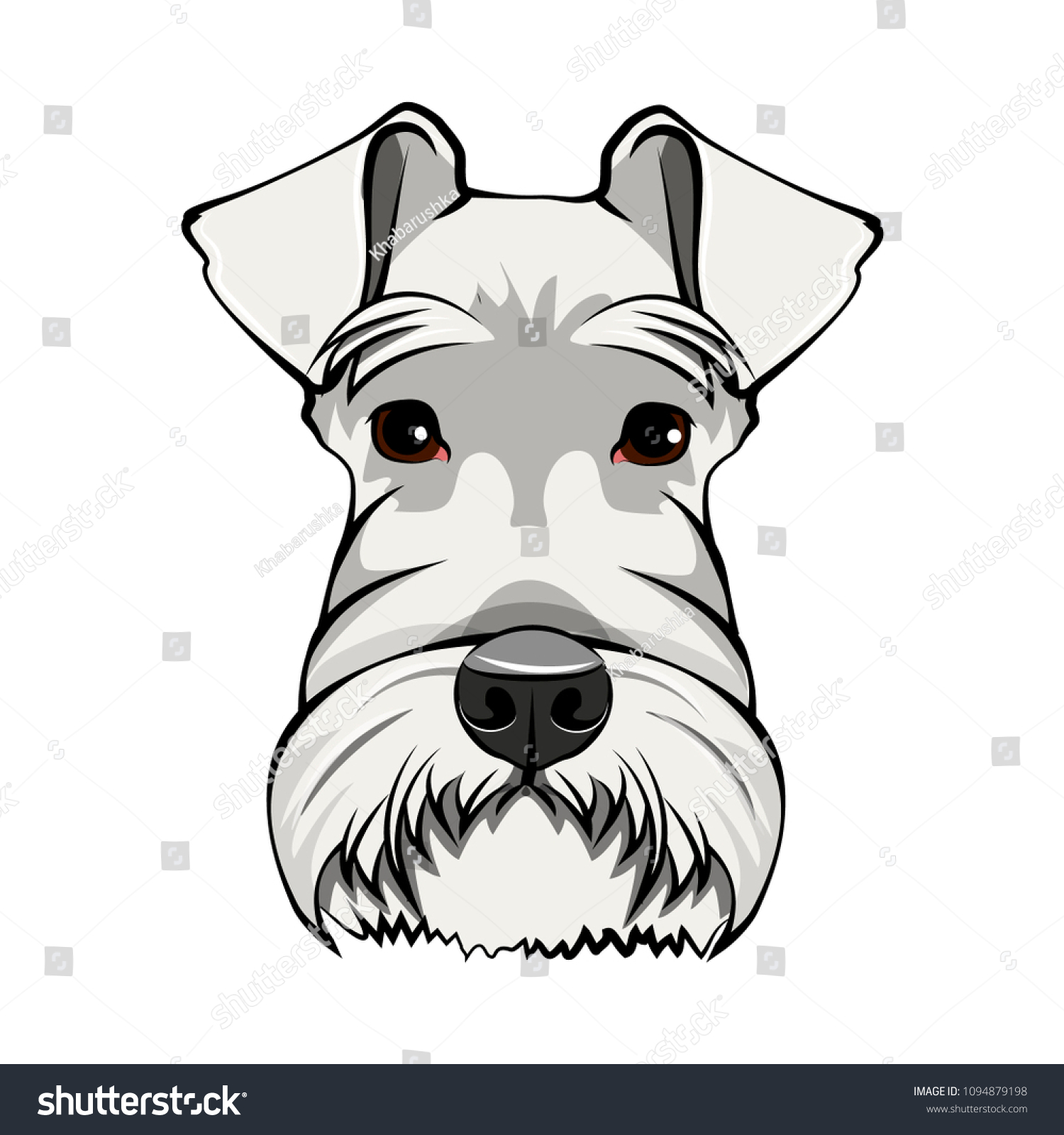 Schnauzer Dog Portrait White Schnauzer Head Stock Vector (Royalty Free ...