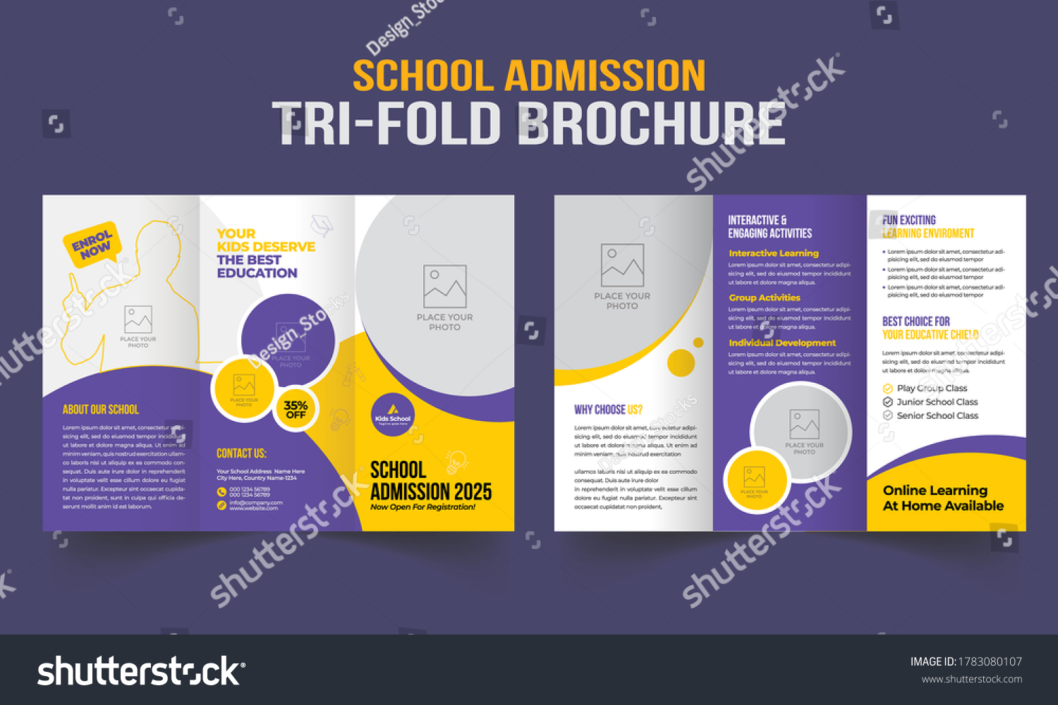 School Admission Trifold Brochure Template Kids Stock Vector Pertaining To Brochure Templates For School Project