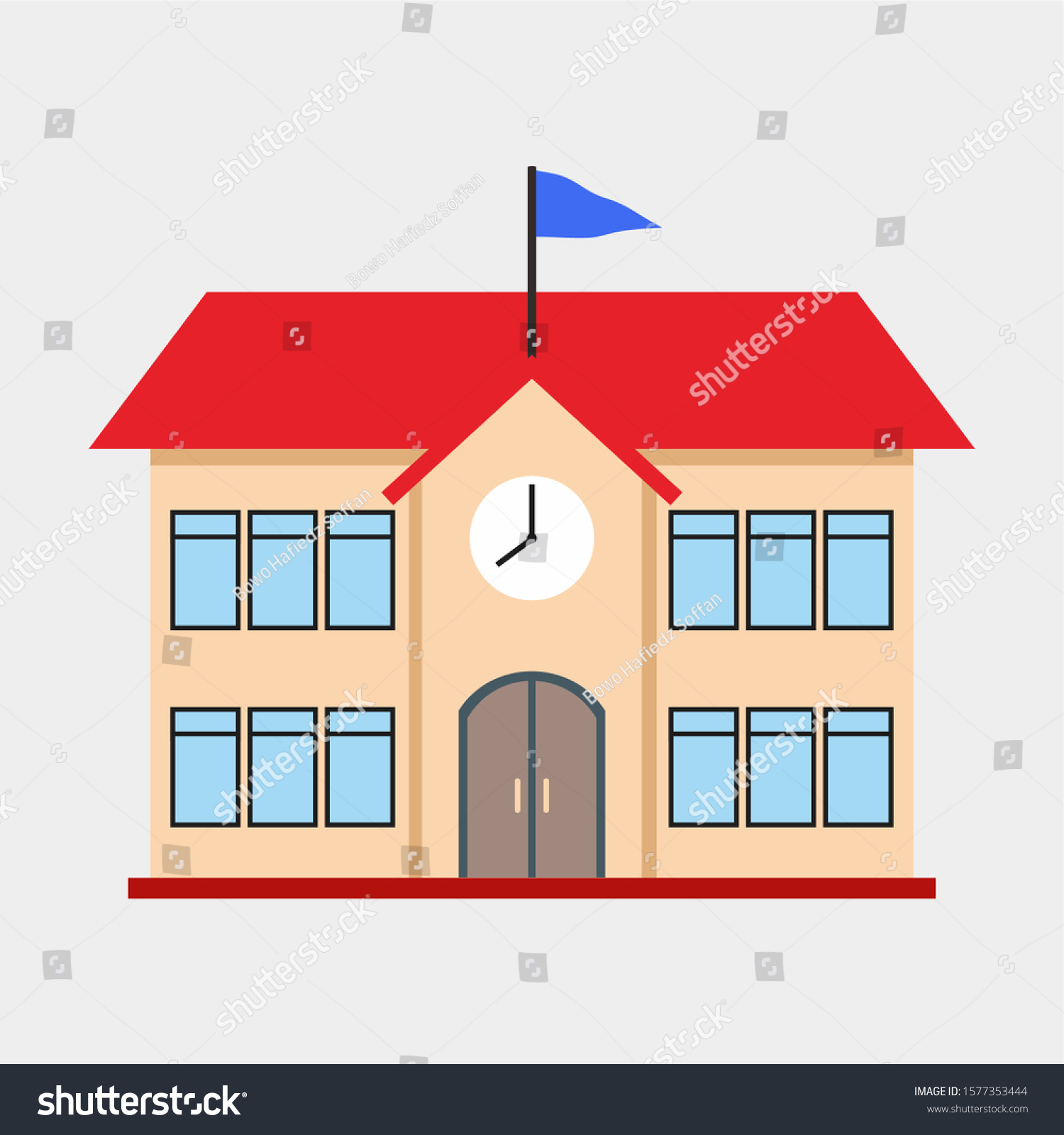 School Building Simple Flat Design Stock Vector (Royalty Free ...