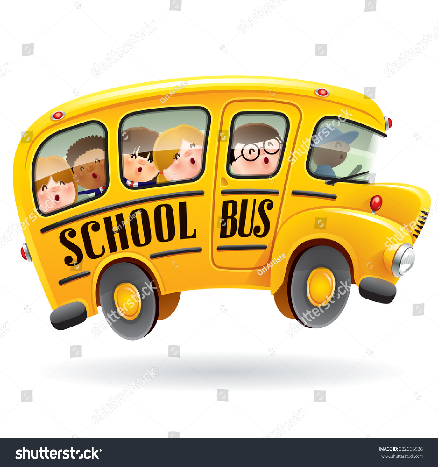 School Bus Kids Riding On School Stock Vector 282366986 - Shutterstock