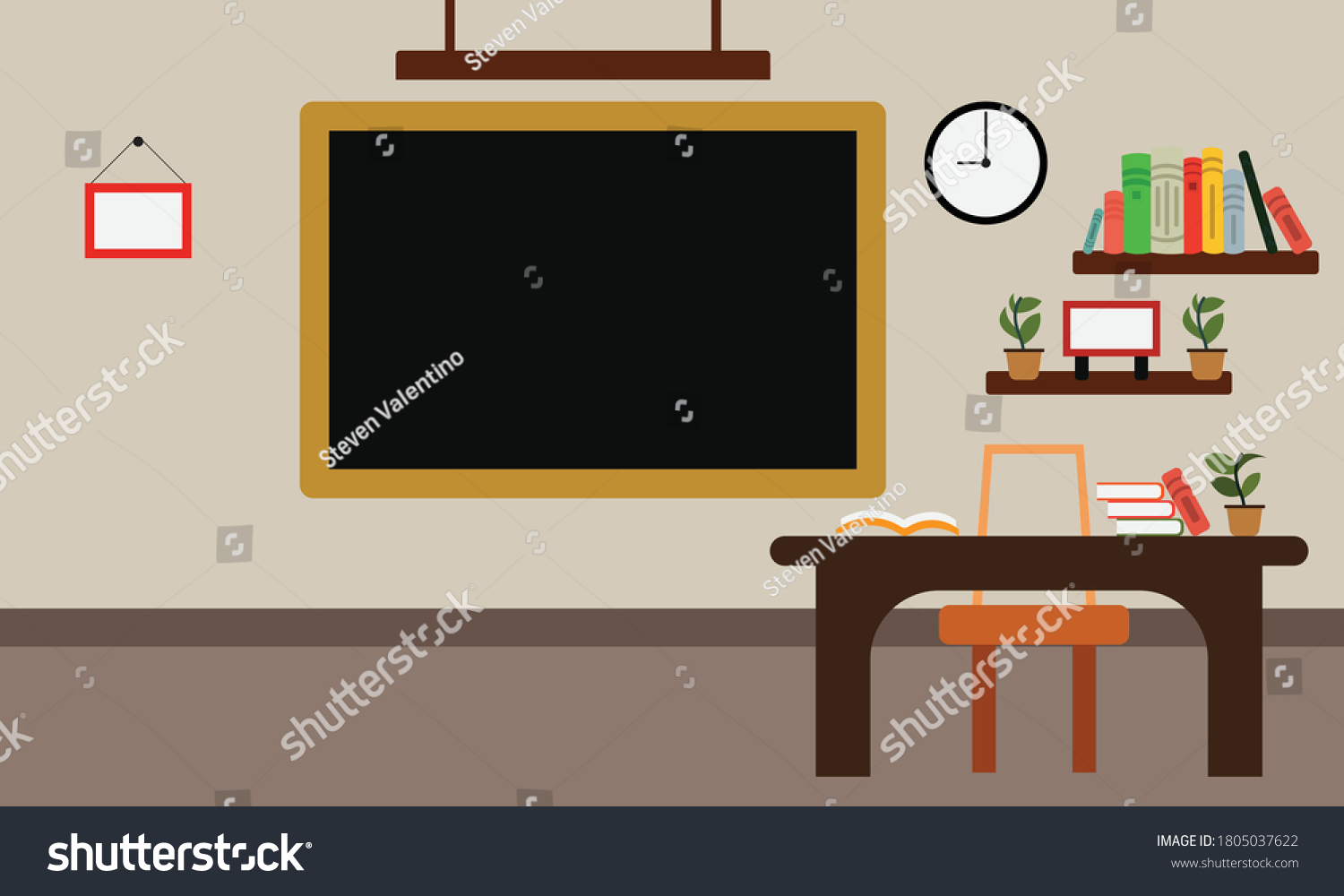 School Class Room Interiorflat Vector Illustration Stock Vector ...