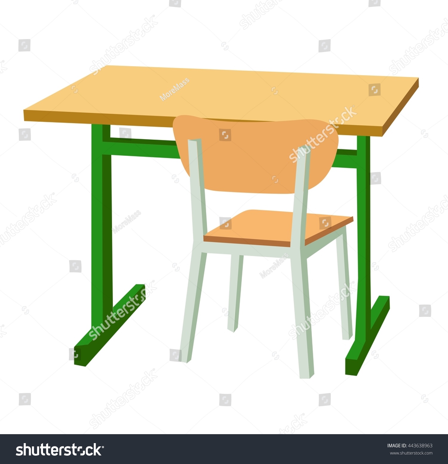 School Desk Chair Vector Flat Color Stock Vector 443638963 - Shutterstock