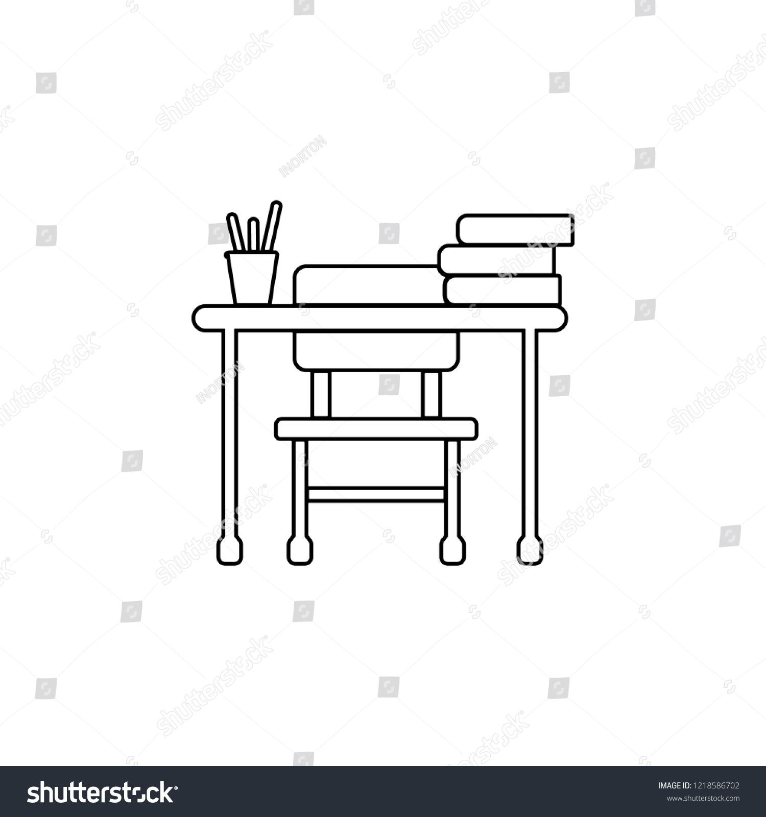 School Desk Icon Simple Outline Vector Stock Vector Royalty Free