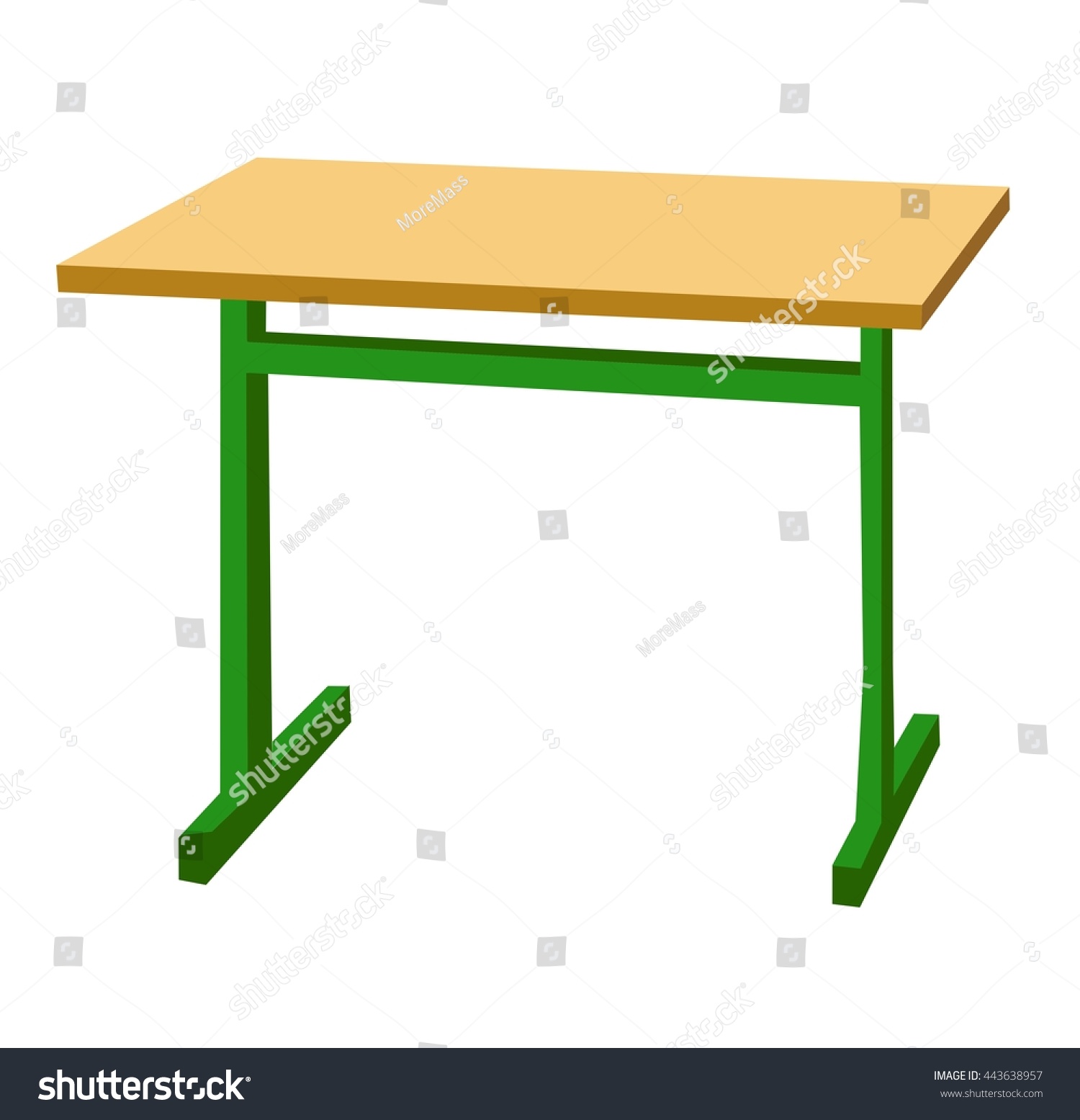 School Desk Vector Flat Color Illustration Stock Vector Royalty Free