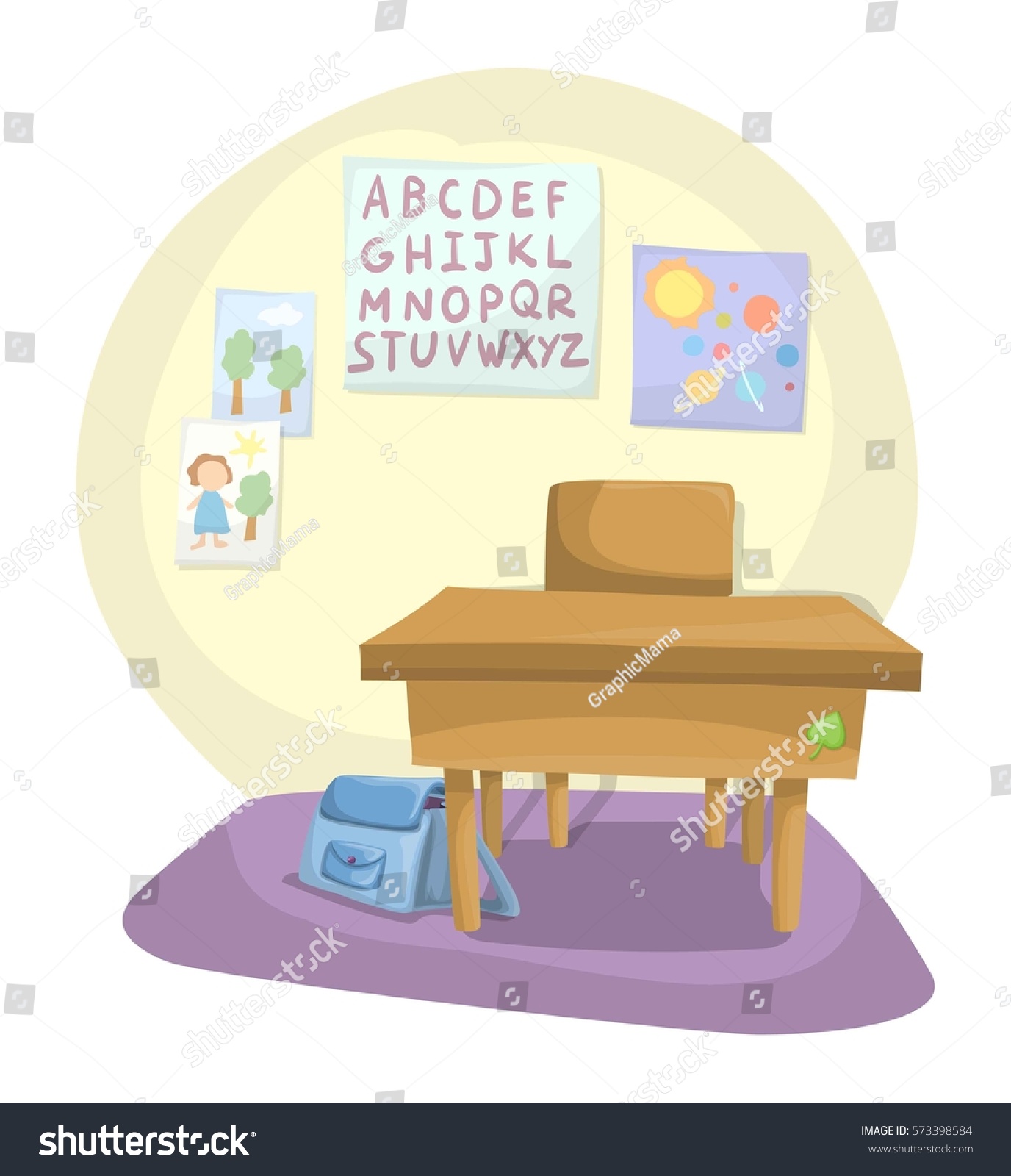 School Desk Chair Backpack Next Miscellaneous Education Stock Image