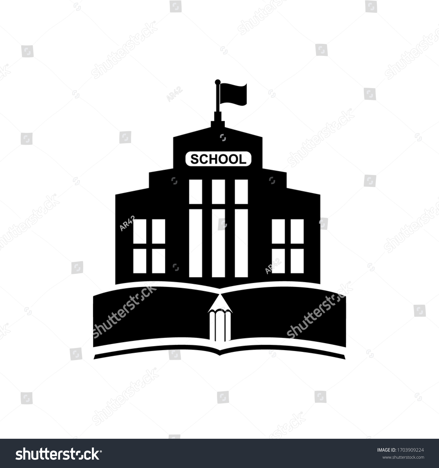 School Icon Campuses Universities Building Symbols Stock Vector ...