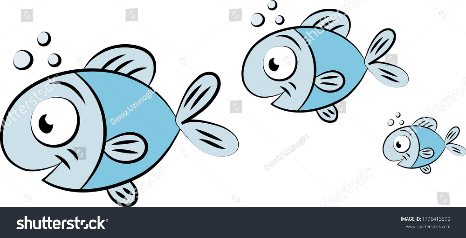 School Fish Swimming Underwater Cartoon Vector Stock Vector (Royalty ...