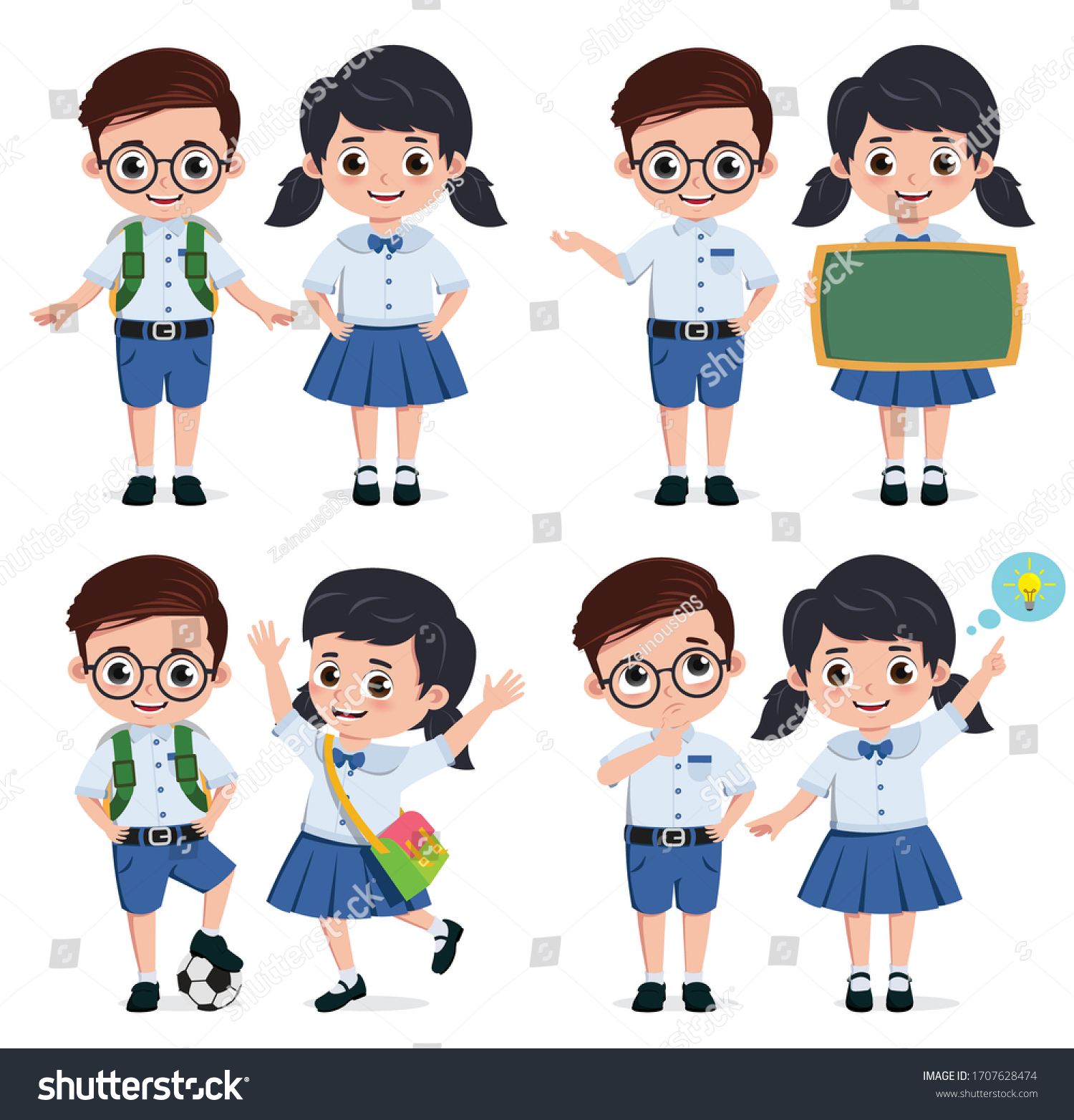 School Students Vector Characters Set Back Stock Vector (Royalty Free ...