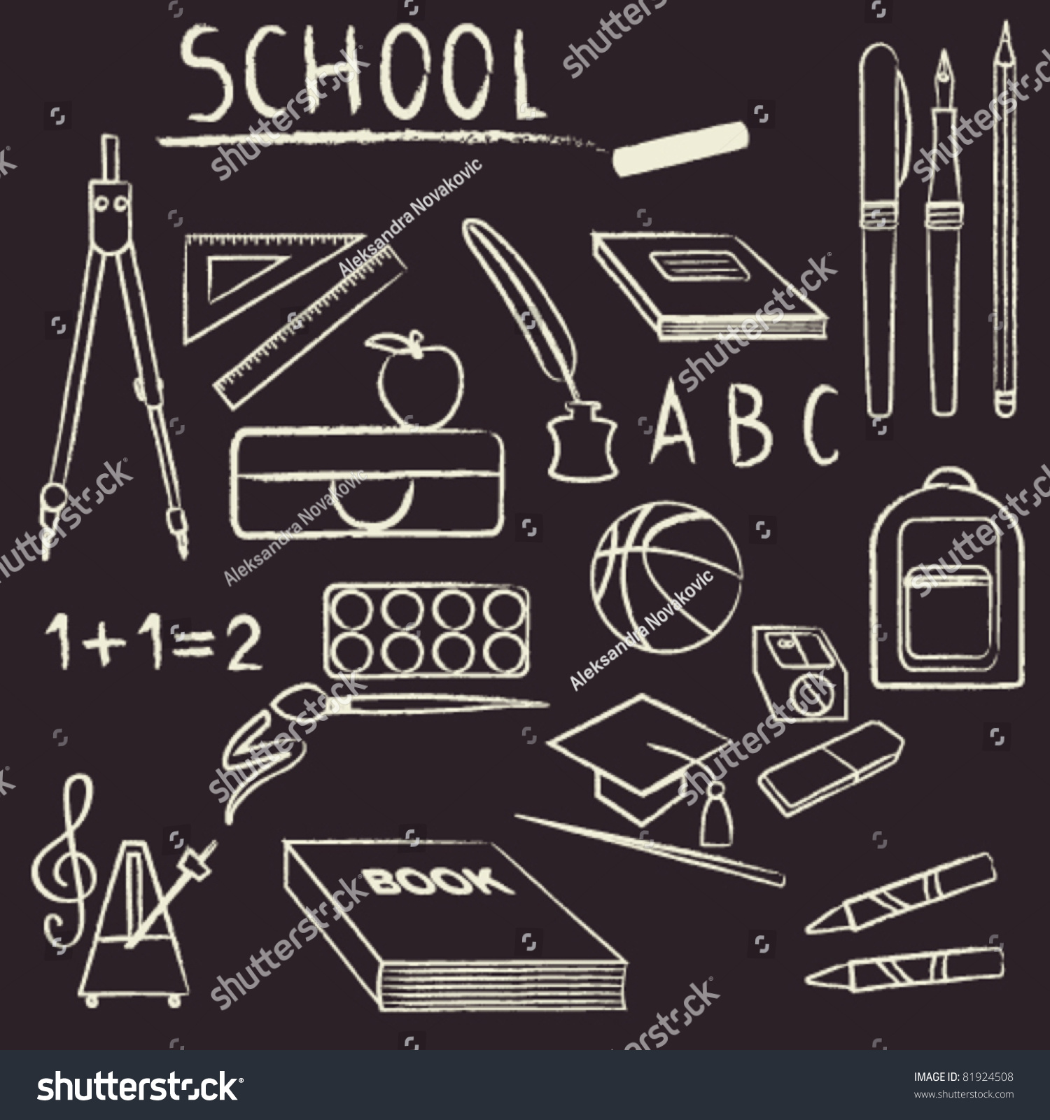 School Supplies Design Element Set Hand Drawn School Supplies Design