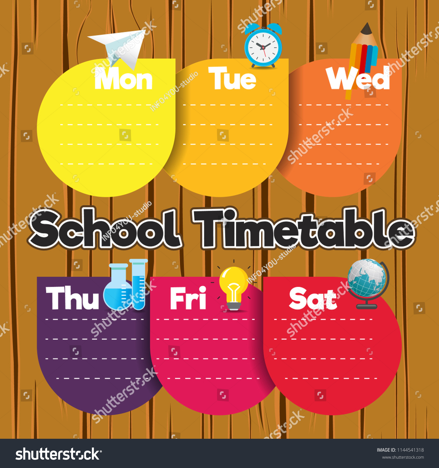 School Timetable Template Stok Vekt r Telifsiz 1144541318 Shutterstock